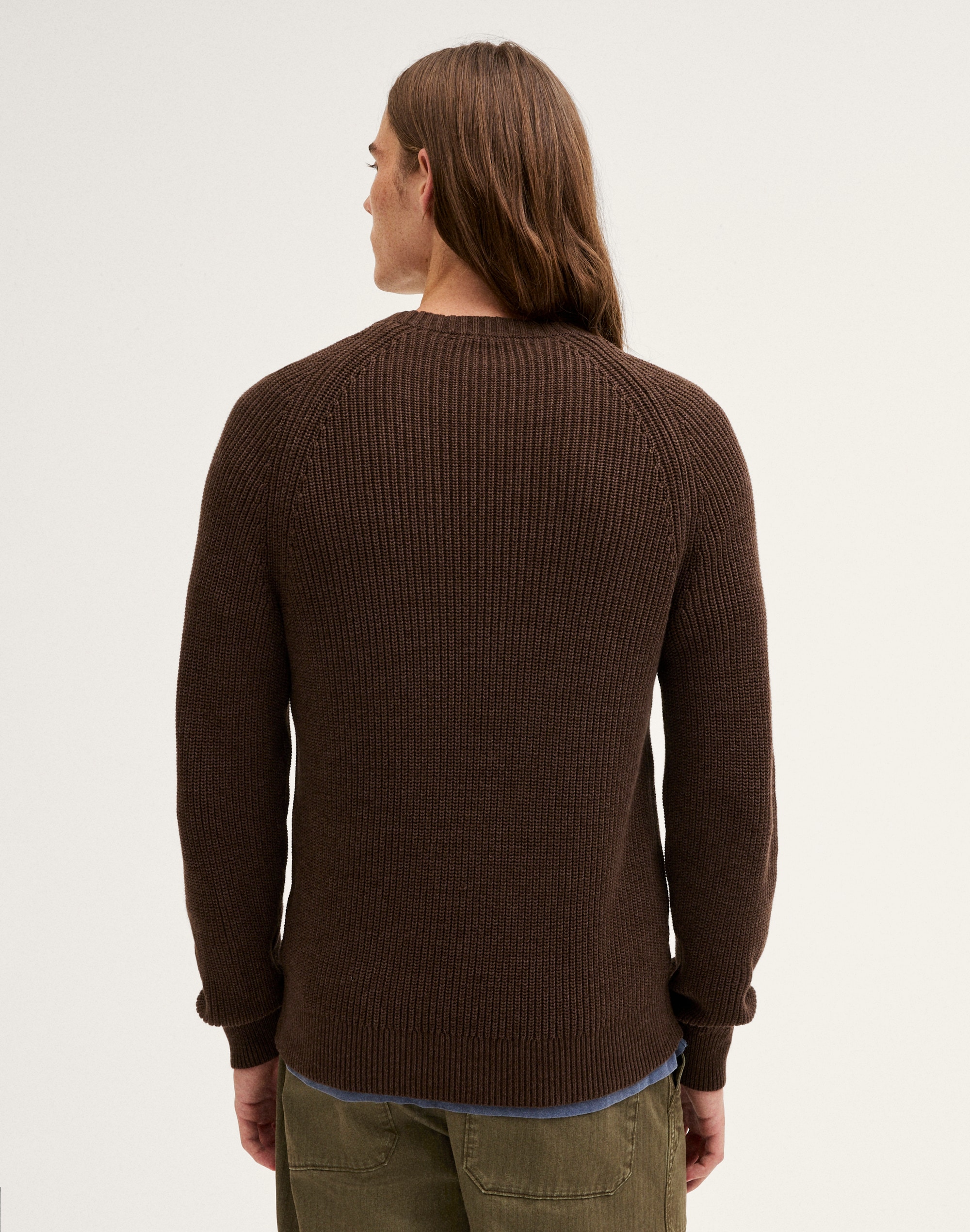 Shaker-Stitch Crewneck Sweater in 100% Cotton