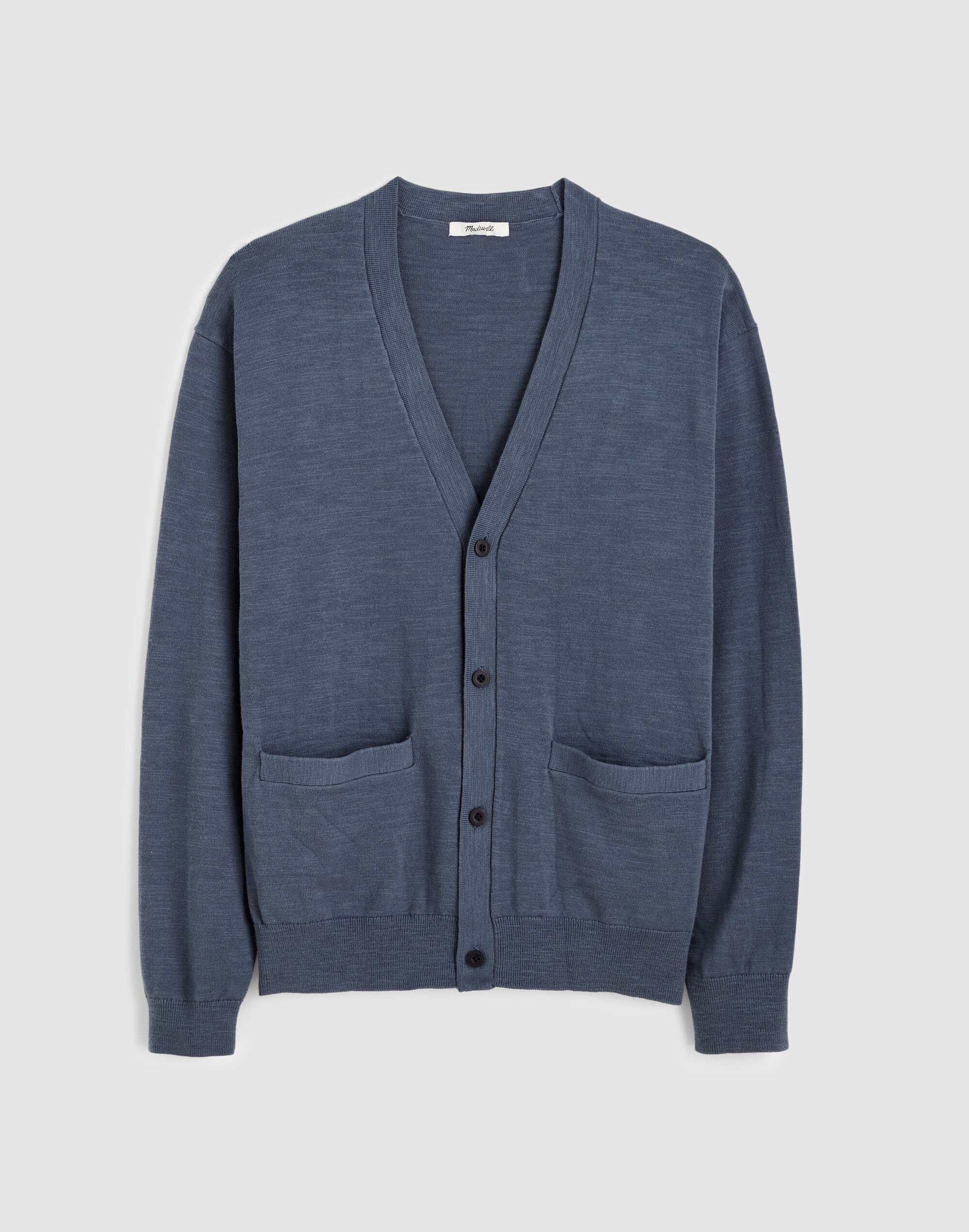 V-Neck Cardigan in Slub-Knit Cotton