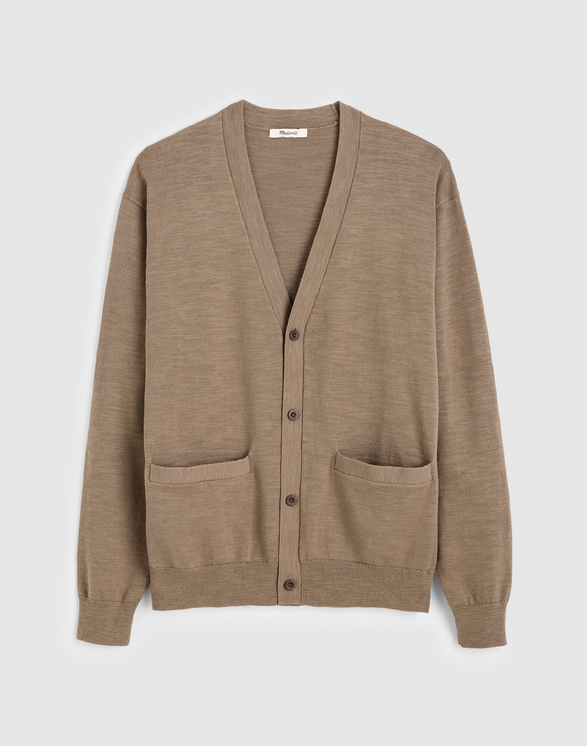 V-Neck Cardigan in Slub-Knit Cotton