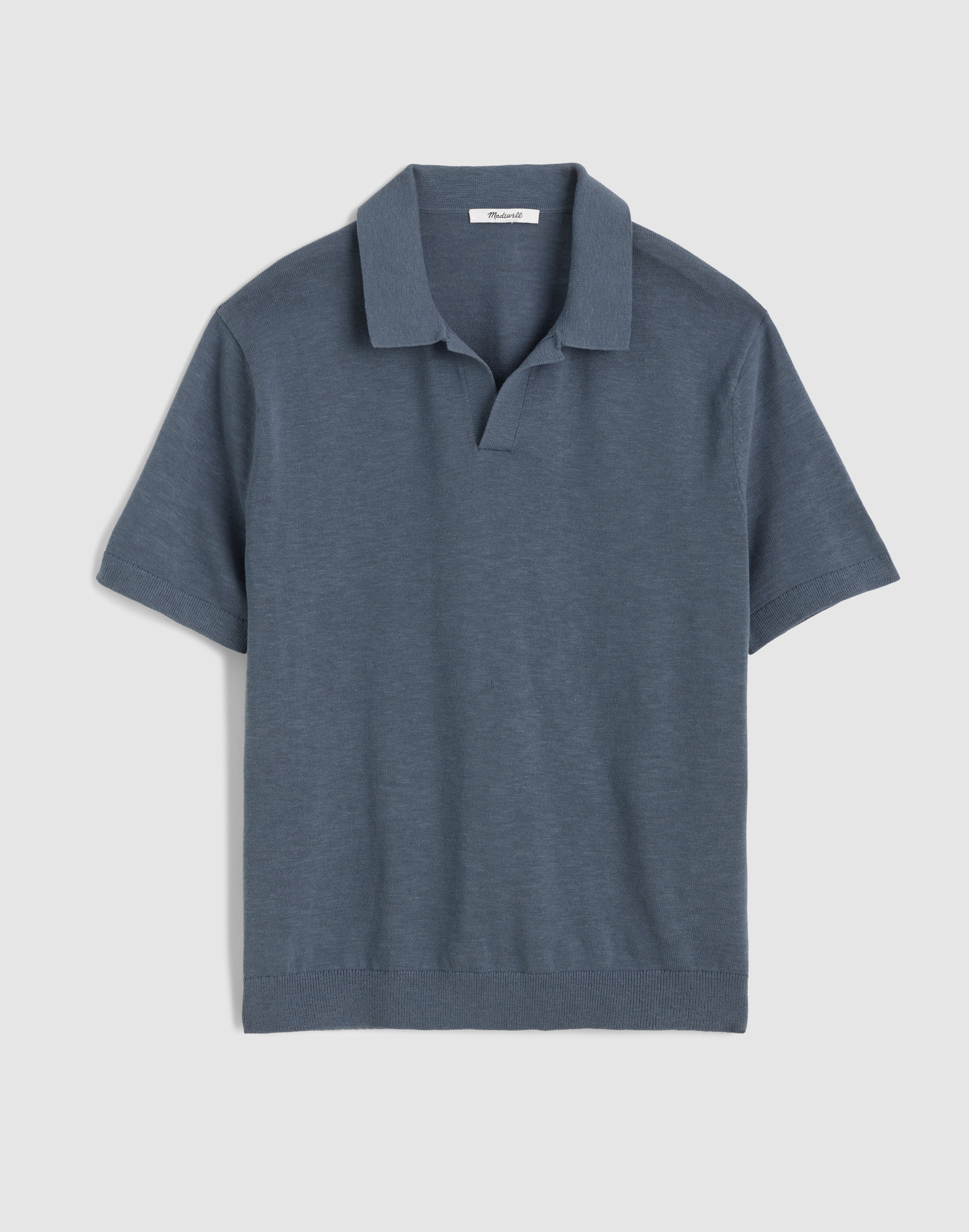 Johnny-Collar Sweater Polo in Slub Knit Cotton