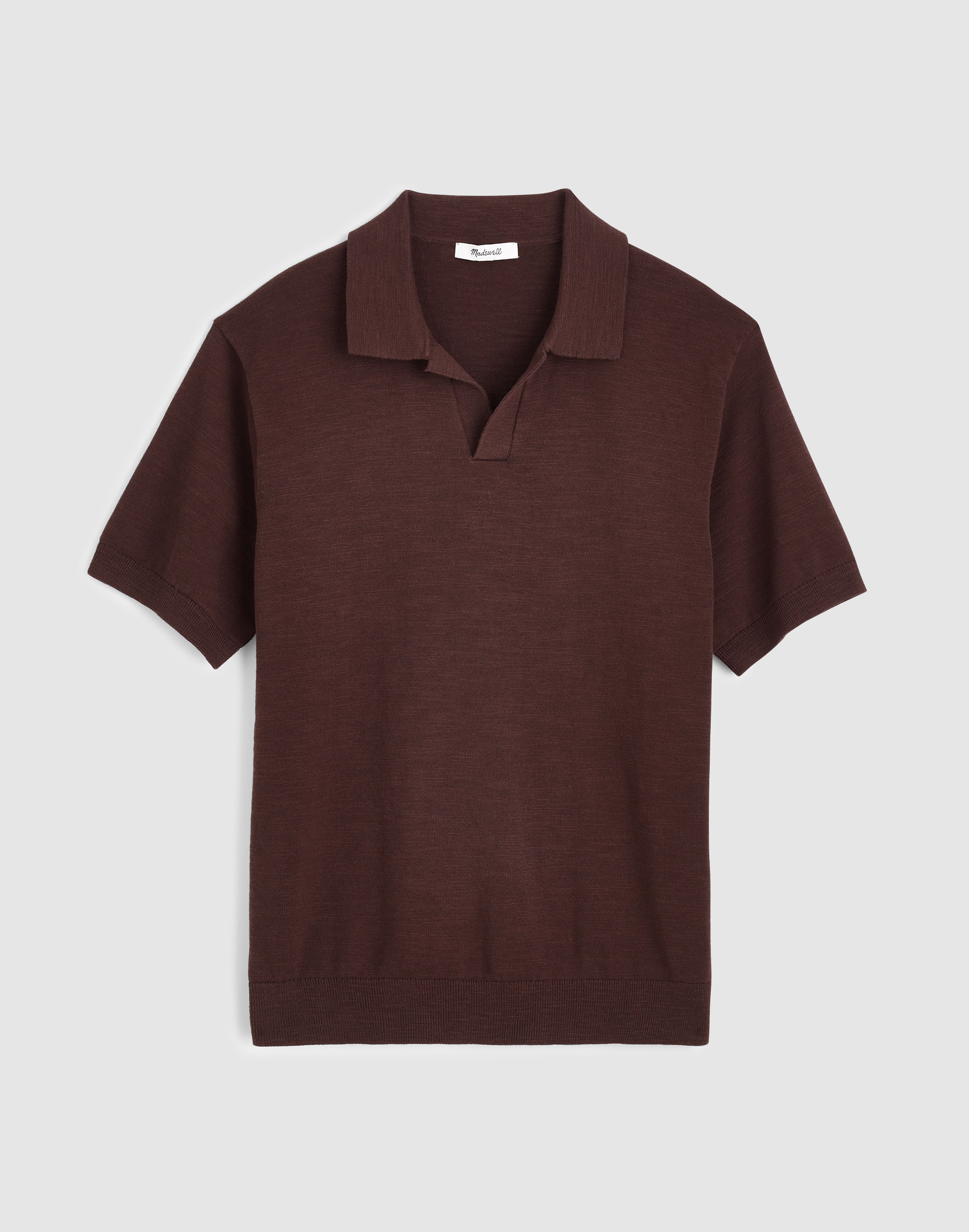 Johnny-Collar Sweater Polo in Slub Knit Cotton