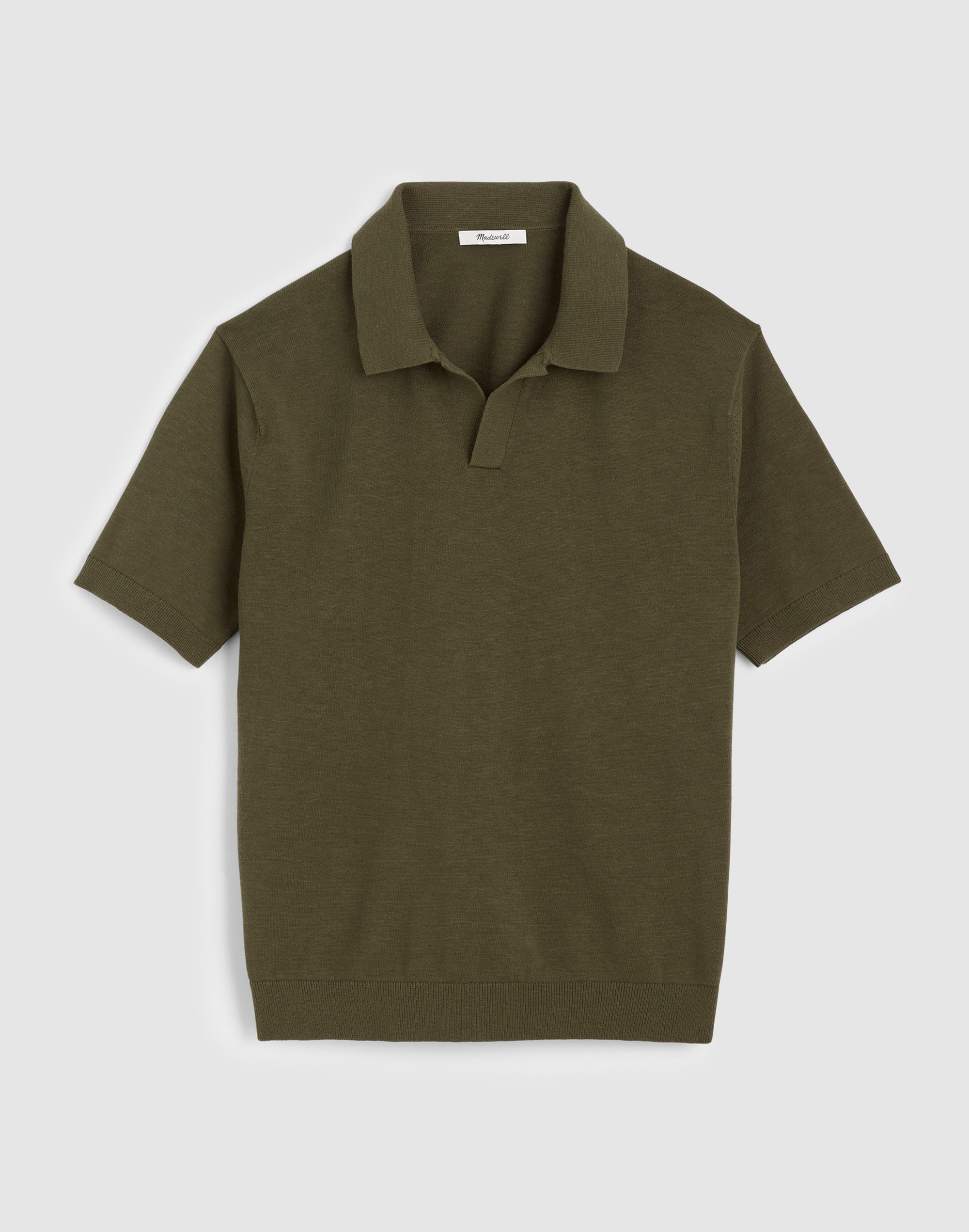 Johnny-Collar Sweater Polo in Slub Knit Cotton