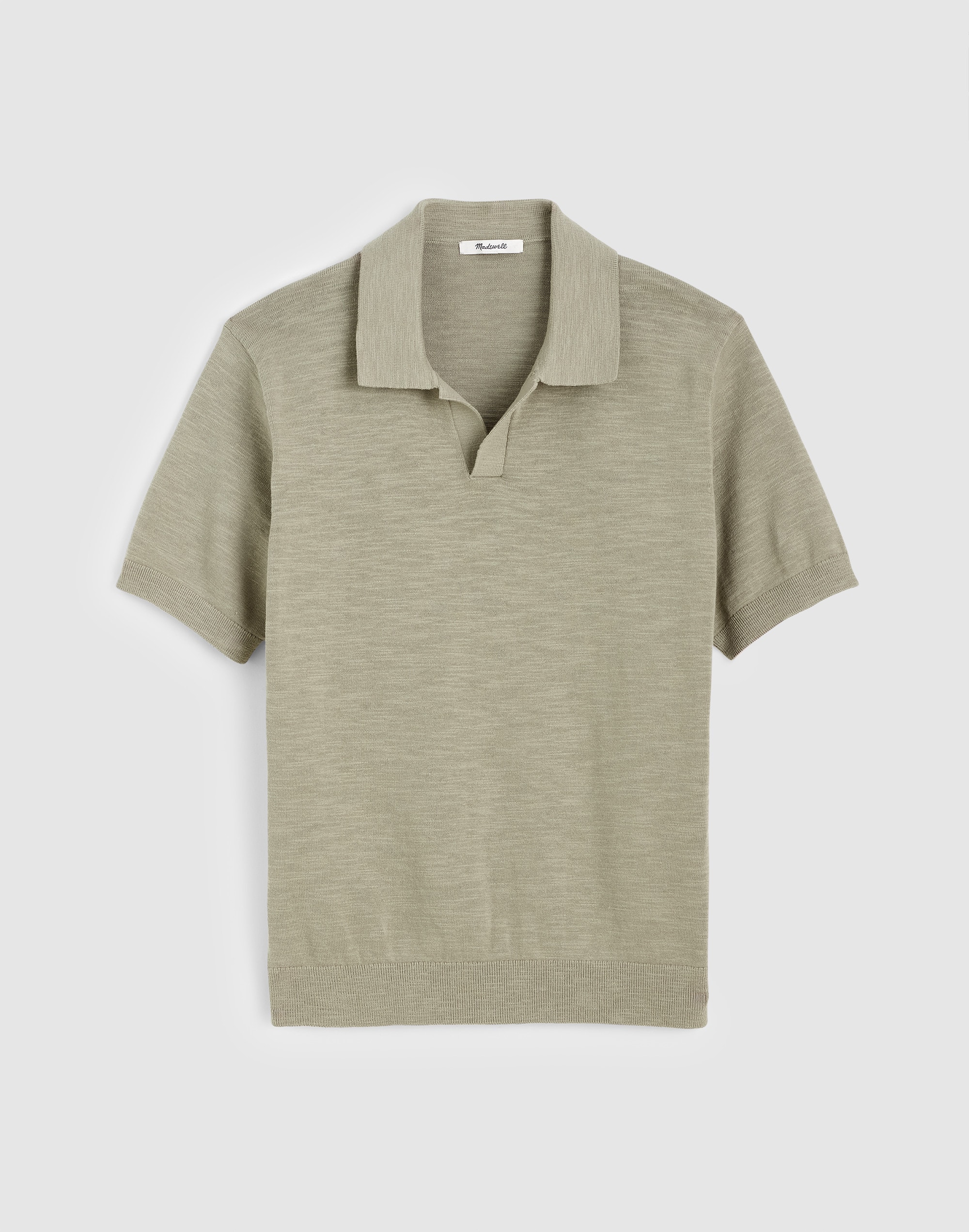 Johnny-Collar Sweater Polo in Slub Knit Cotton