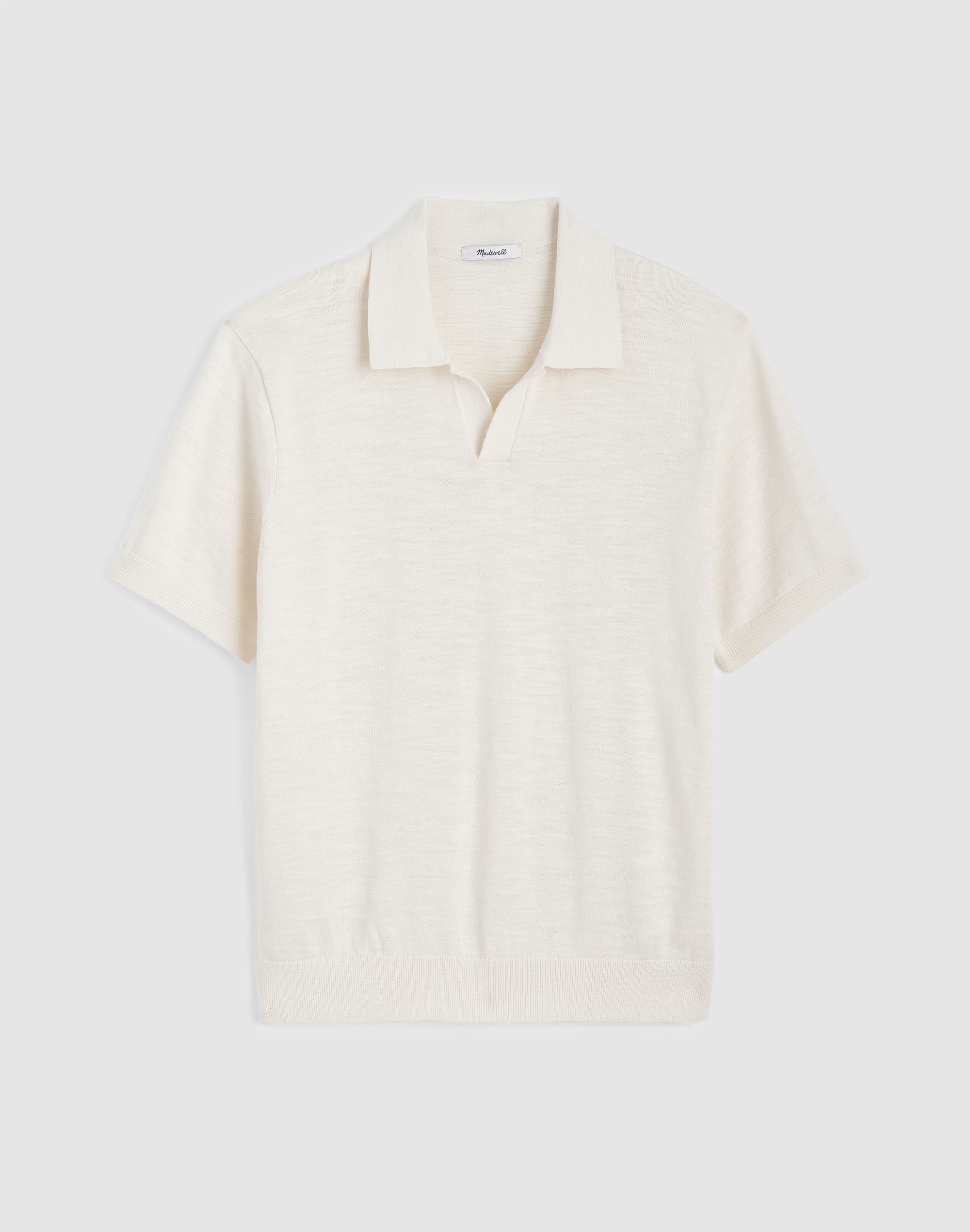 Johnny-Collar Sweater Polo in Slub Knit Cotton