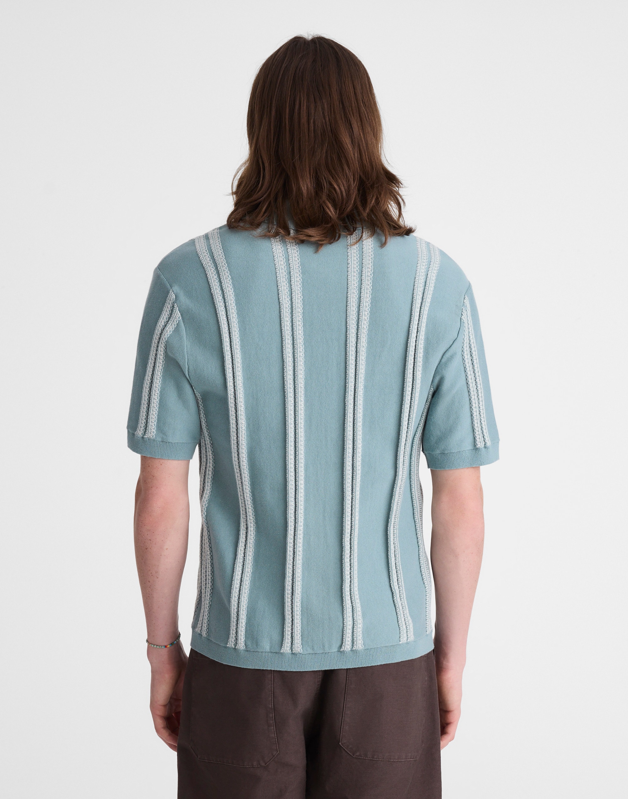 Striped Button-Up Sweater Polo in Everyday Cotton