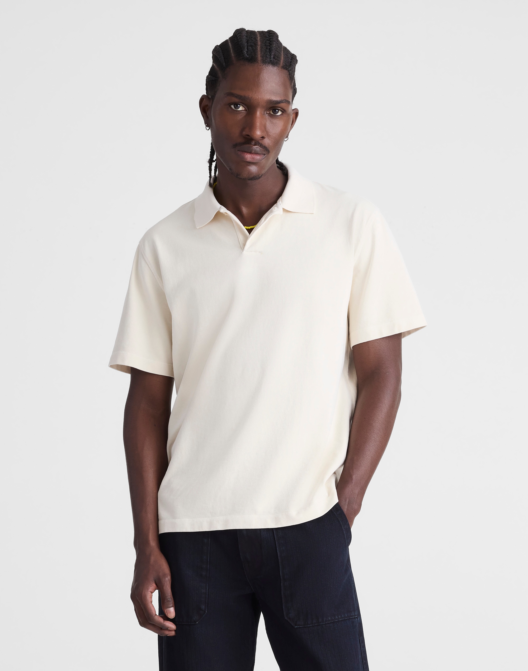 Short-Sleeve Compact-Knit Polo