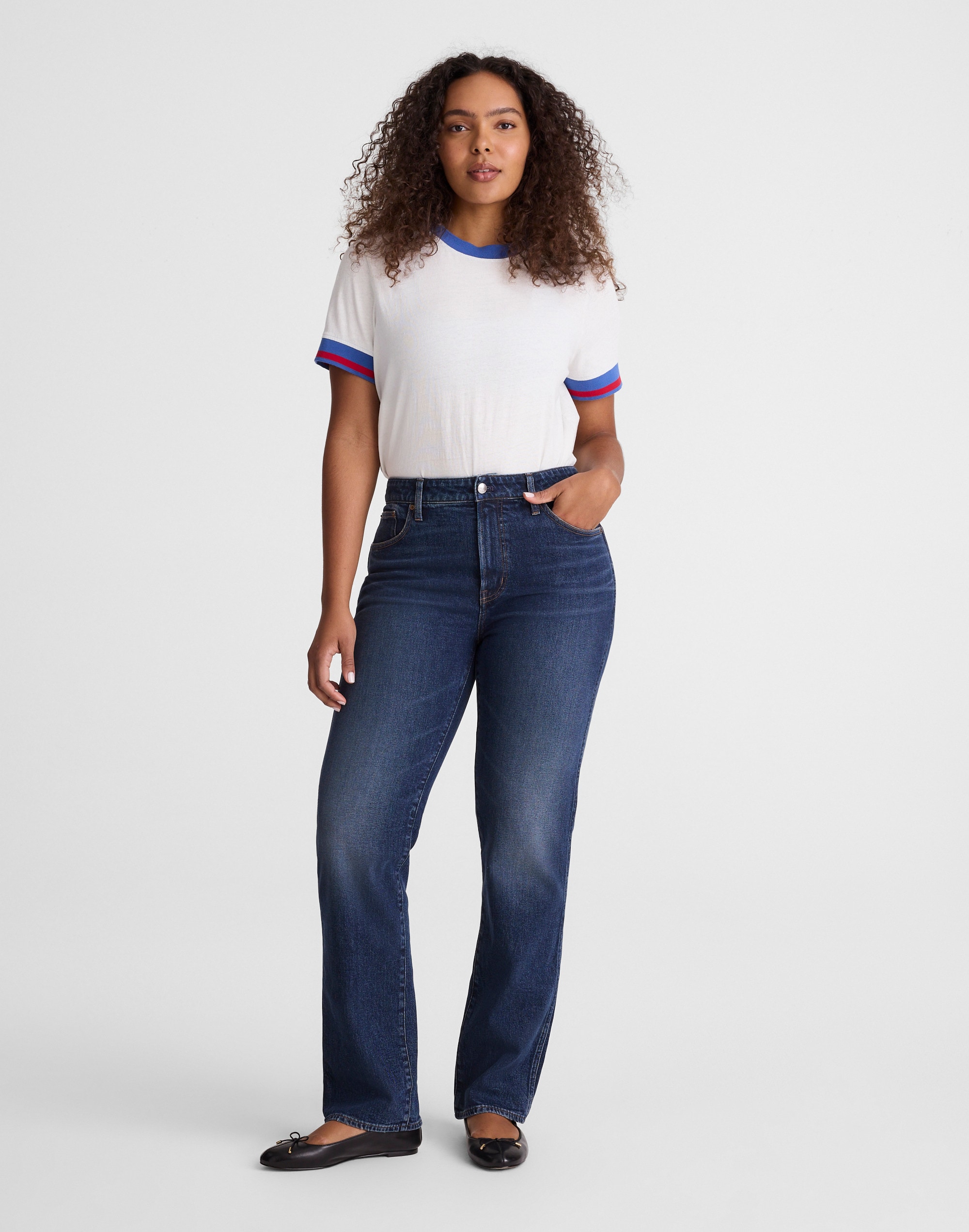 Madewell The Curvy Longline Straight Jean In Blue