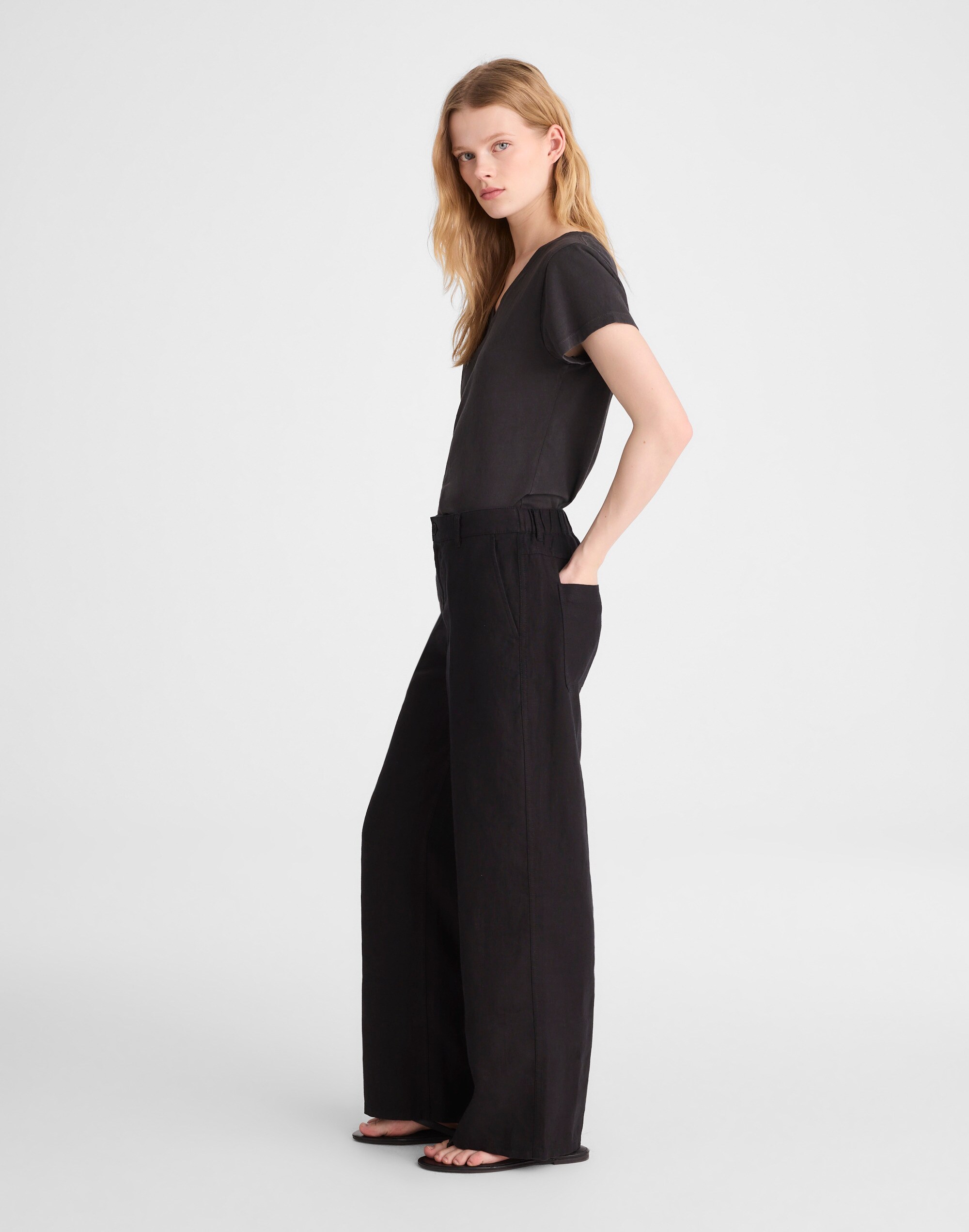 The Zoe Relaxed Straight Pant in 100% Linen