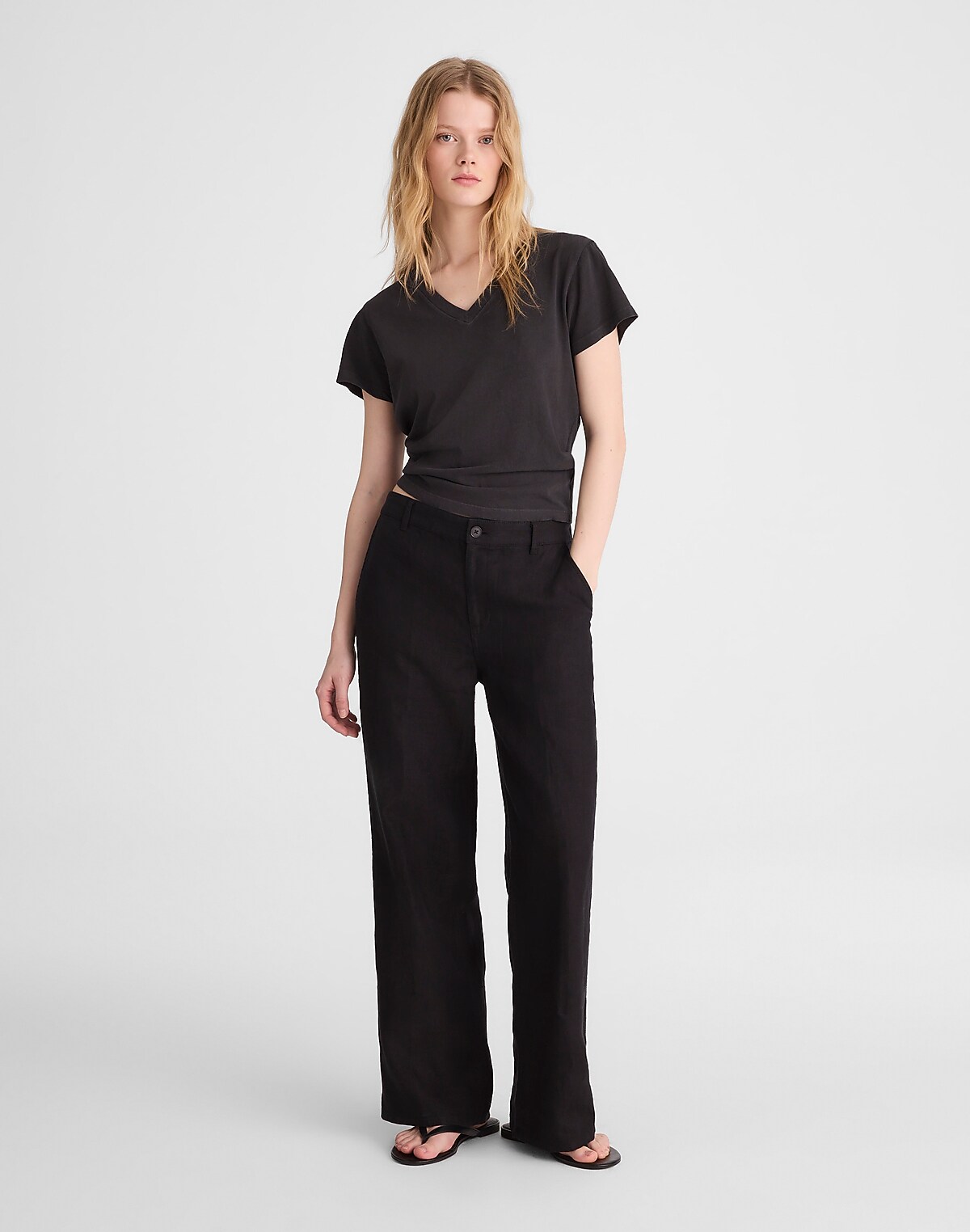 The Zoe Relaxed Straight Pant in 100% Linen