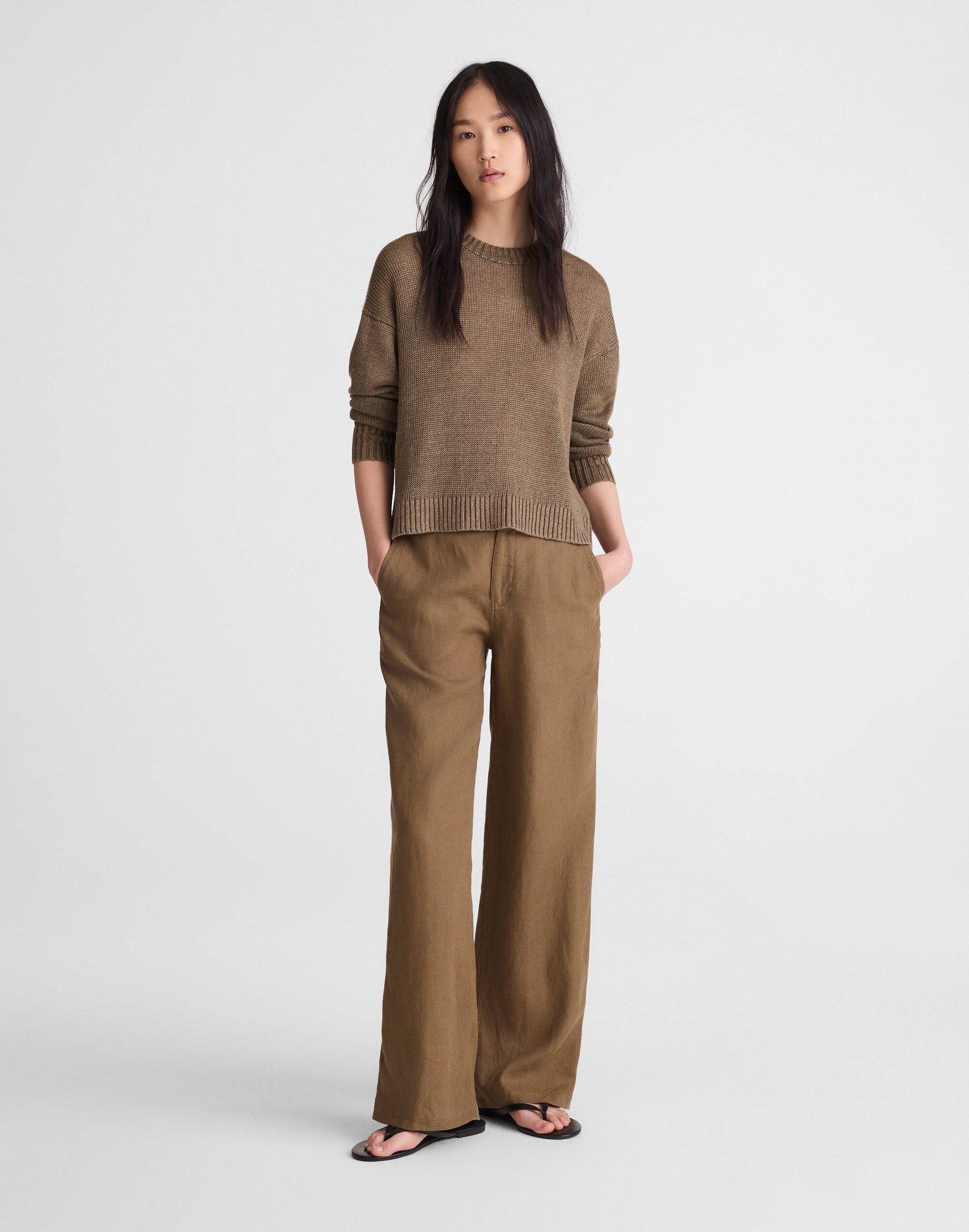The Tall Zoe Relaxed Straight Pant in 100% Linen