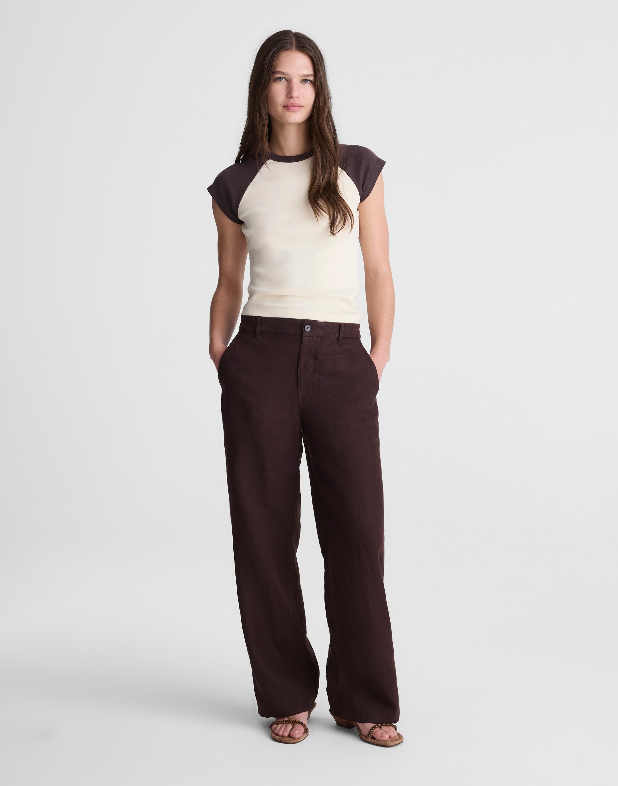 Madewell The Zoe Relaxed Straight Pant In Brown
