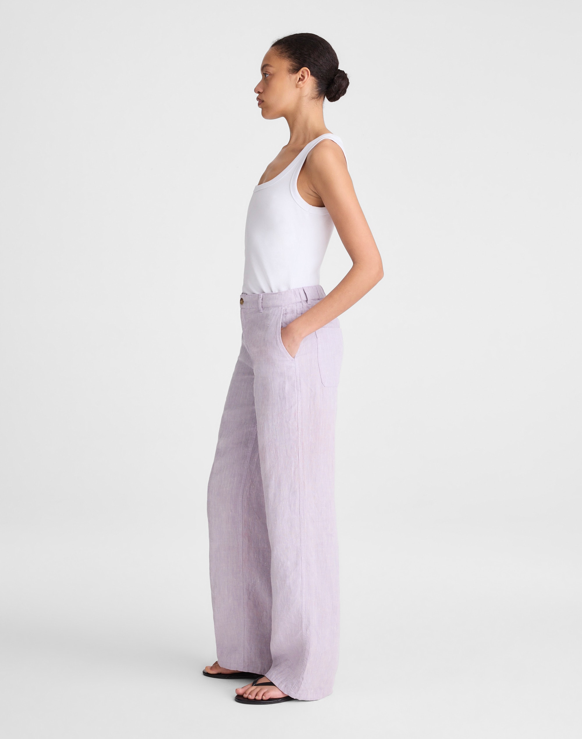 The Zoe Relaxed Straight Pant in 100% Linen