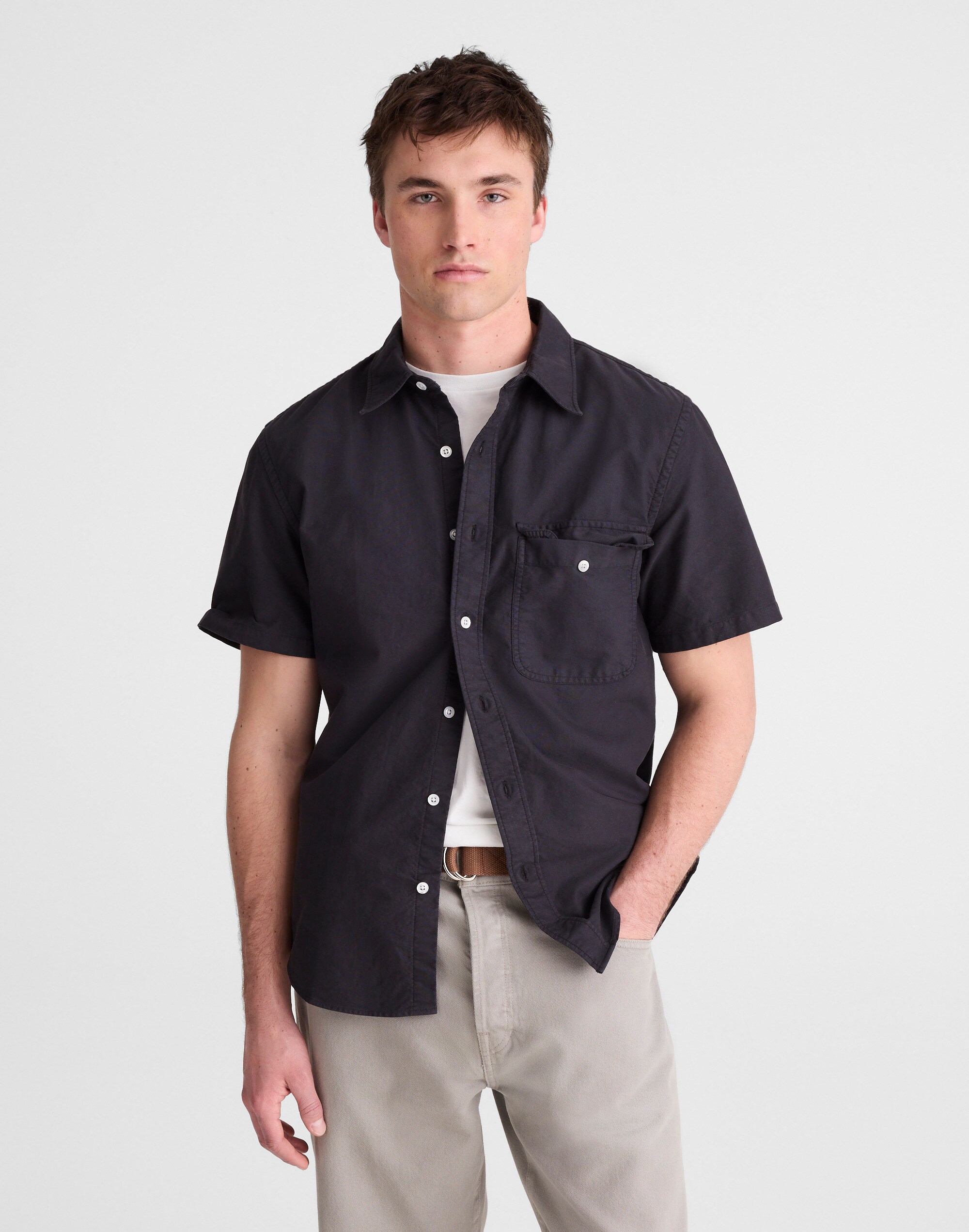 Short-Sleeve Single-Pocket Shirt in Allday Oxford