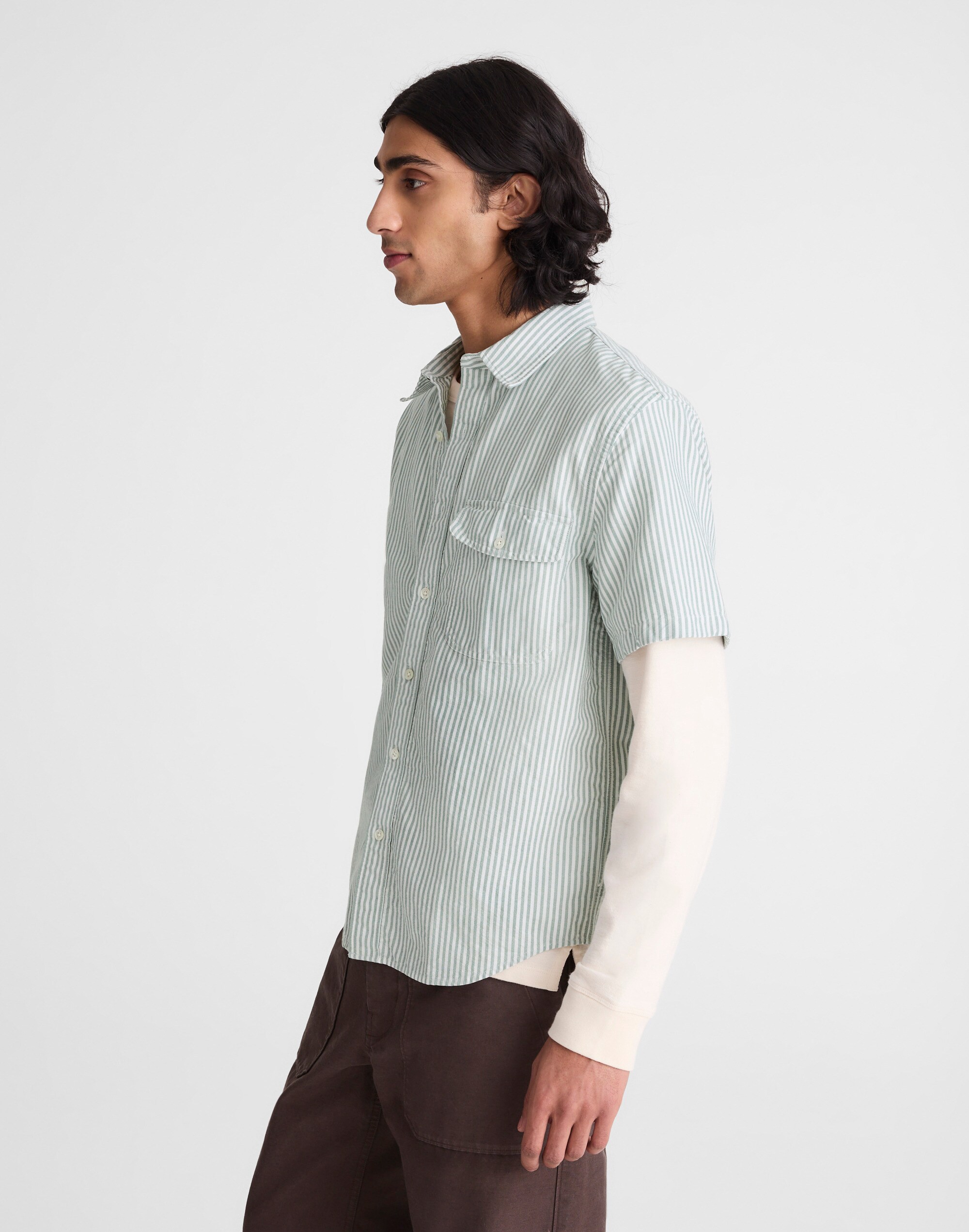 Short-Sleeve Single-Pocket Shirt in Allday Oxford
