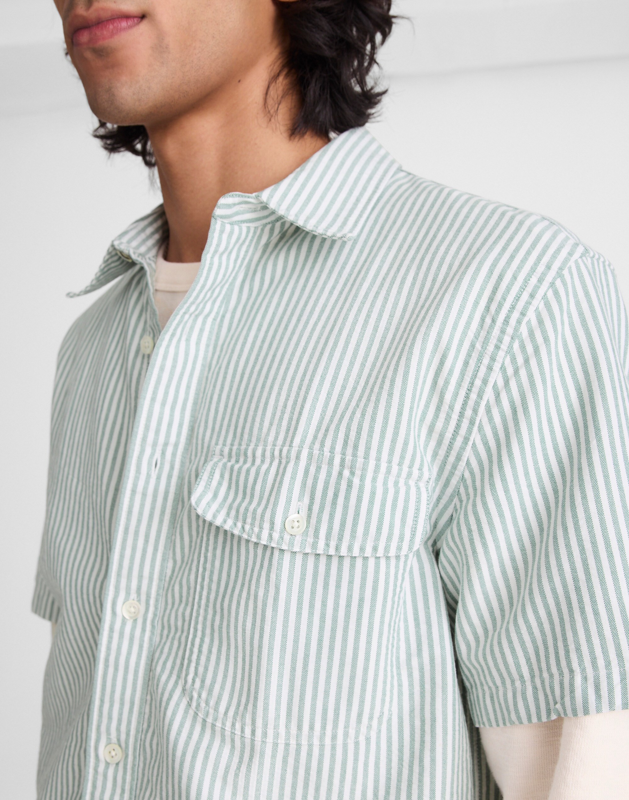 Short-Sleeve Single-Pocket Shirt in Allday Oxford