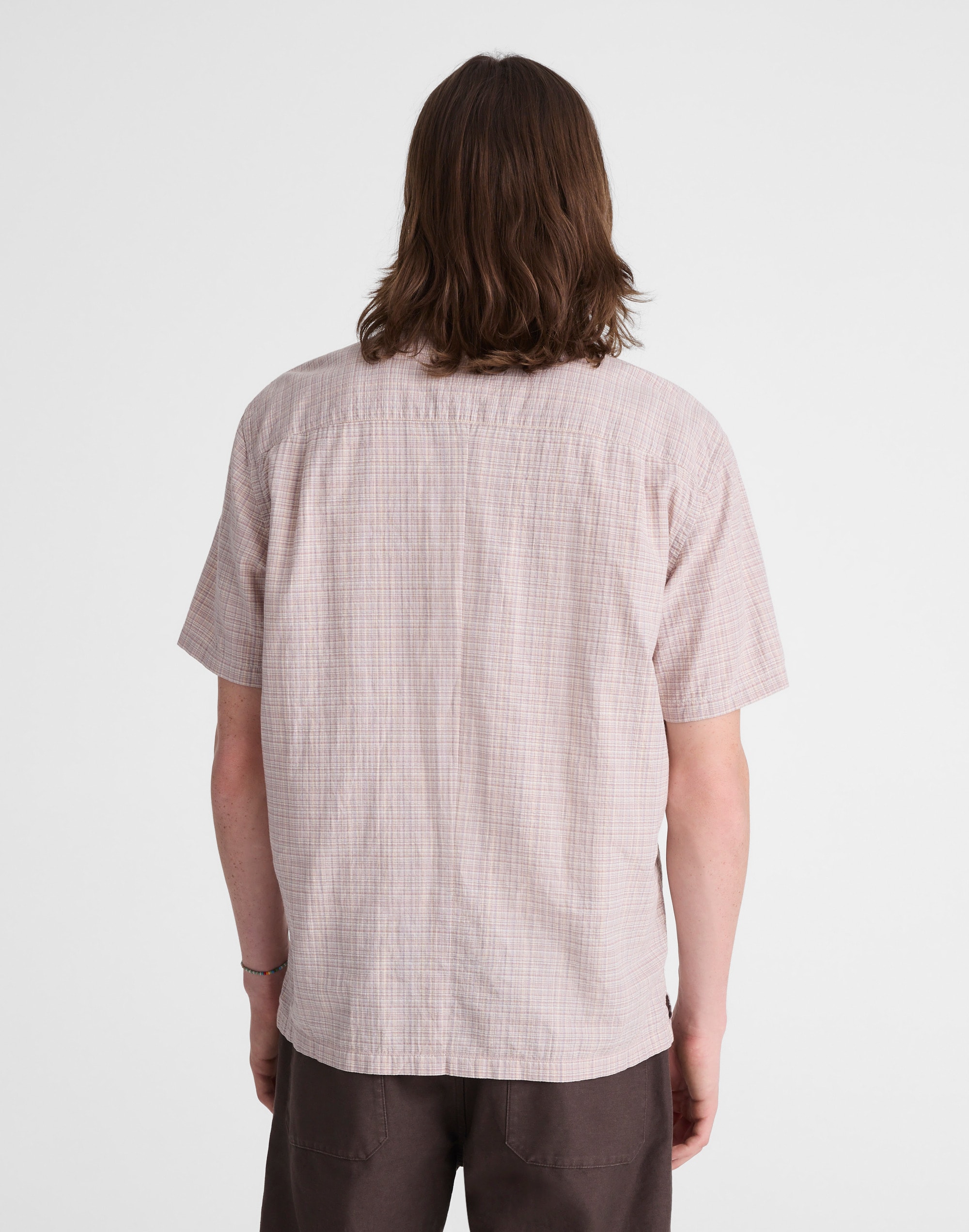 Short-Sleeve Camp Shirt in Crinkled Cotton Blend