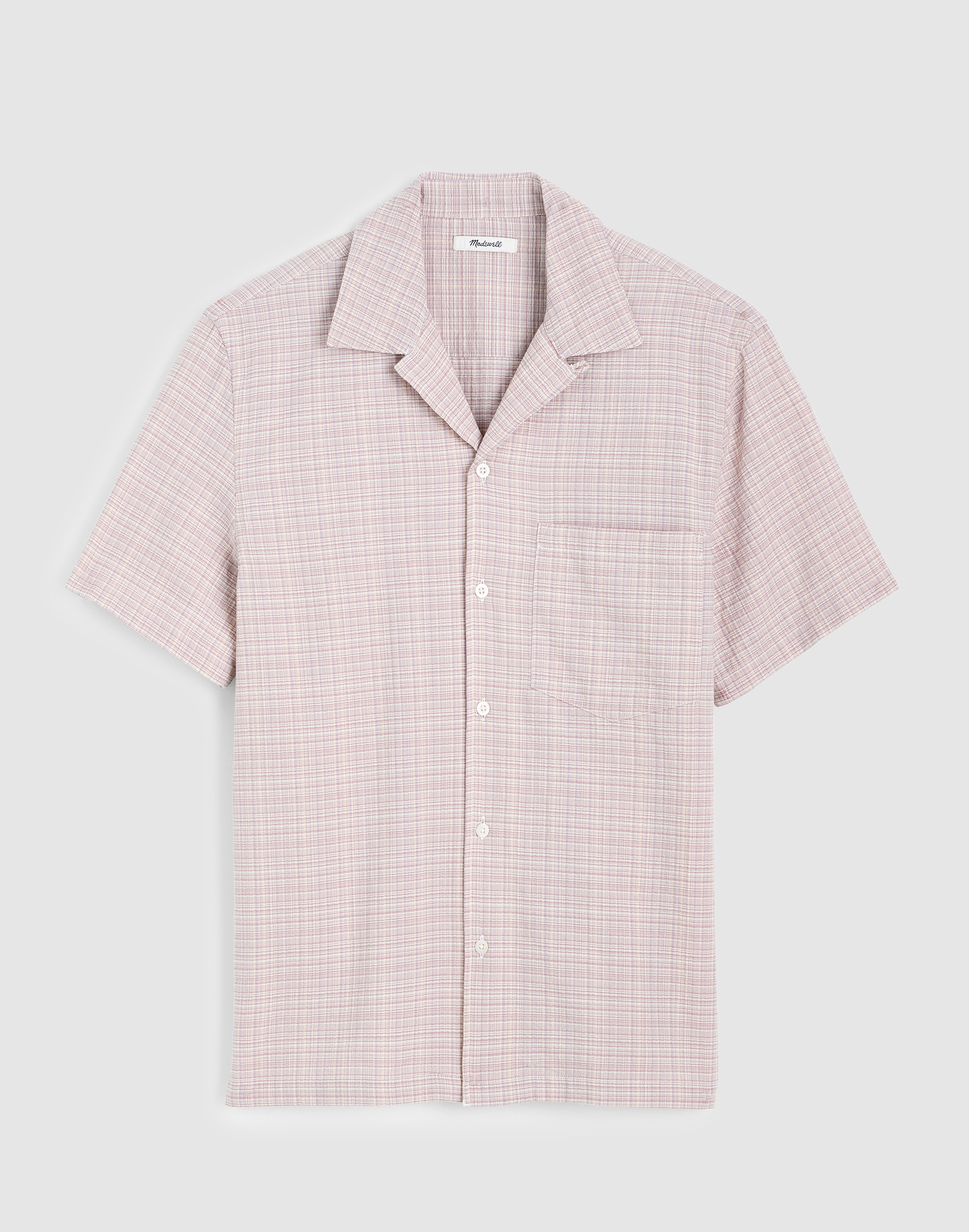 Short-Sleeve Camp Shirt in Crinkled Cotton Blend