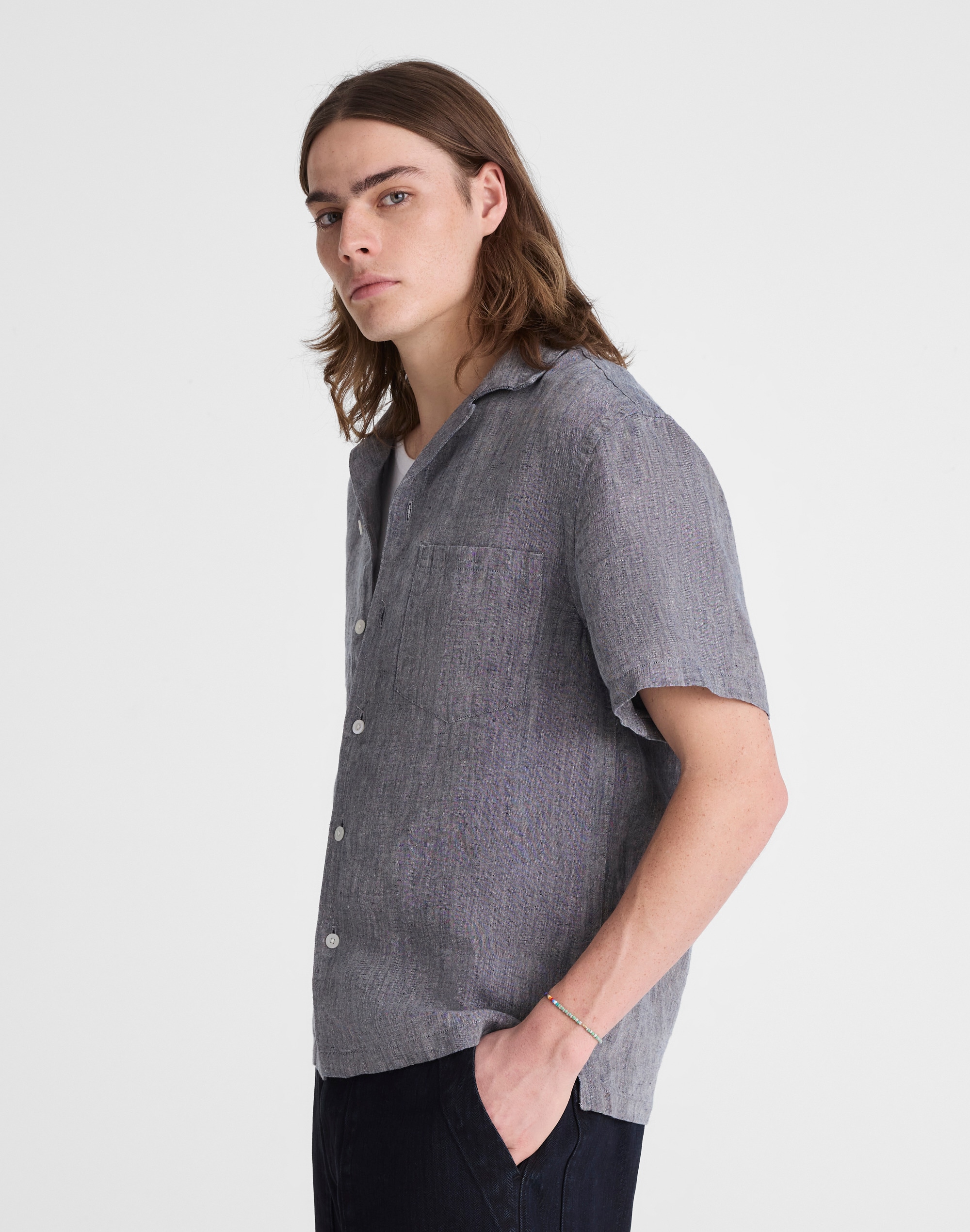 Short-Sleeve Camp Shirt in Linen