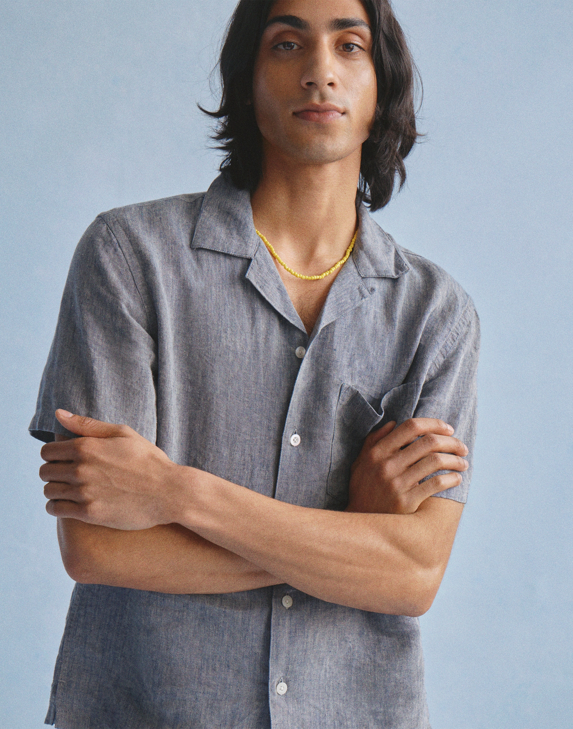 Short-Sleeve Camp Shirt in Linen