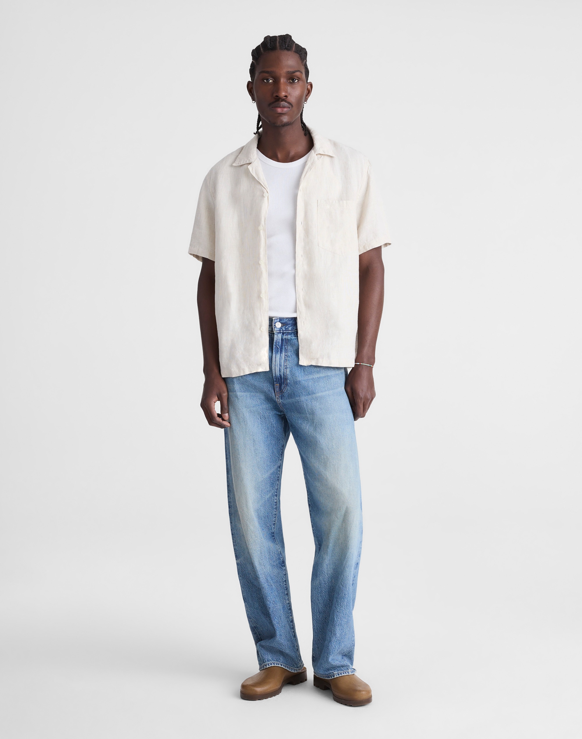 Short-Sleeve Camp Shirt in Linen