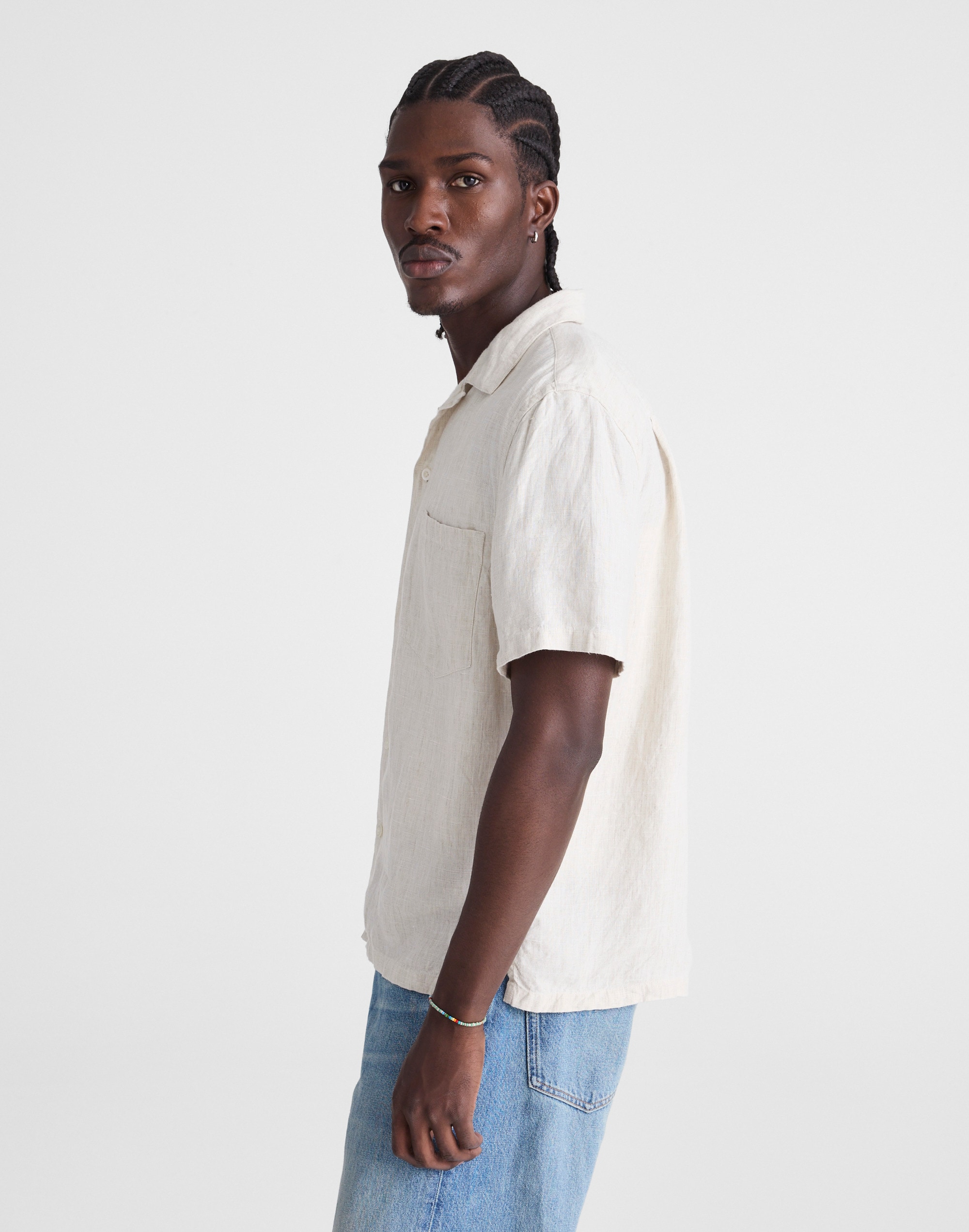 Short-Sleeve Camp Shirt in Linen