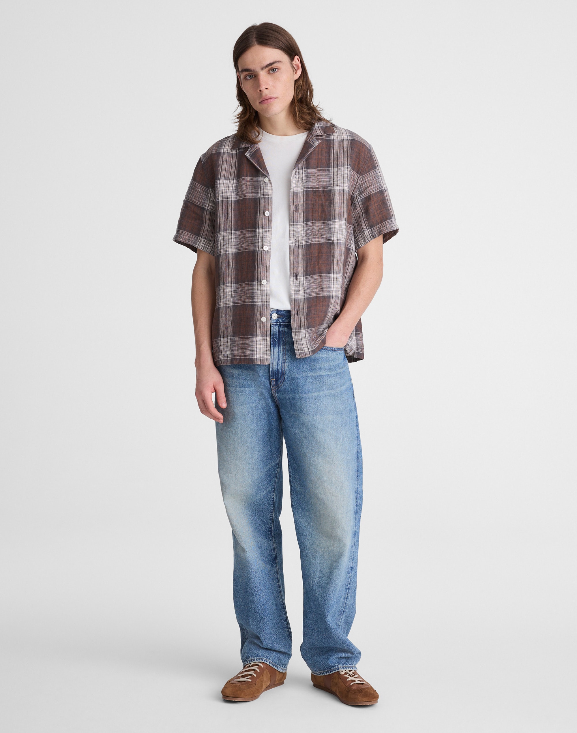 Short-Sleeve Camp Shirt in Linen