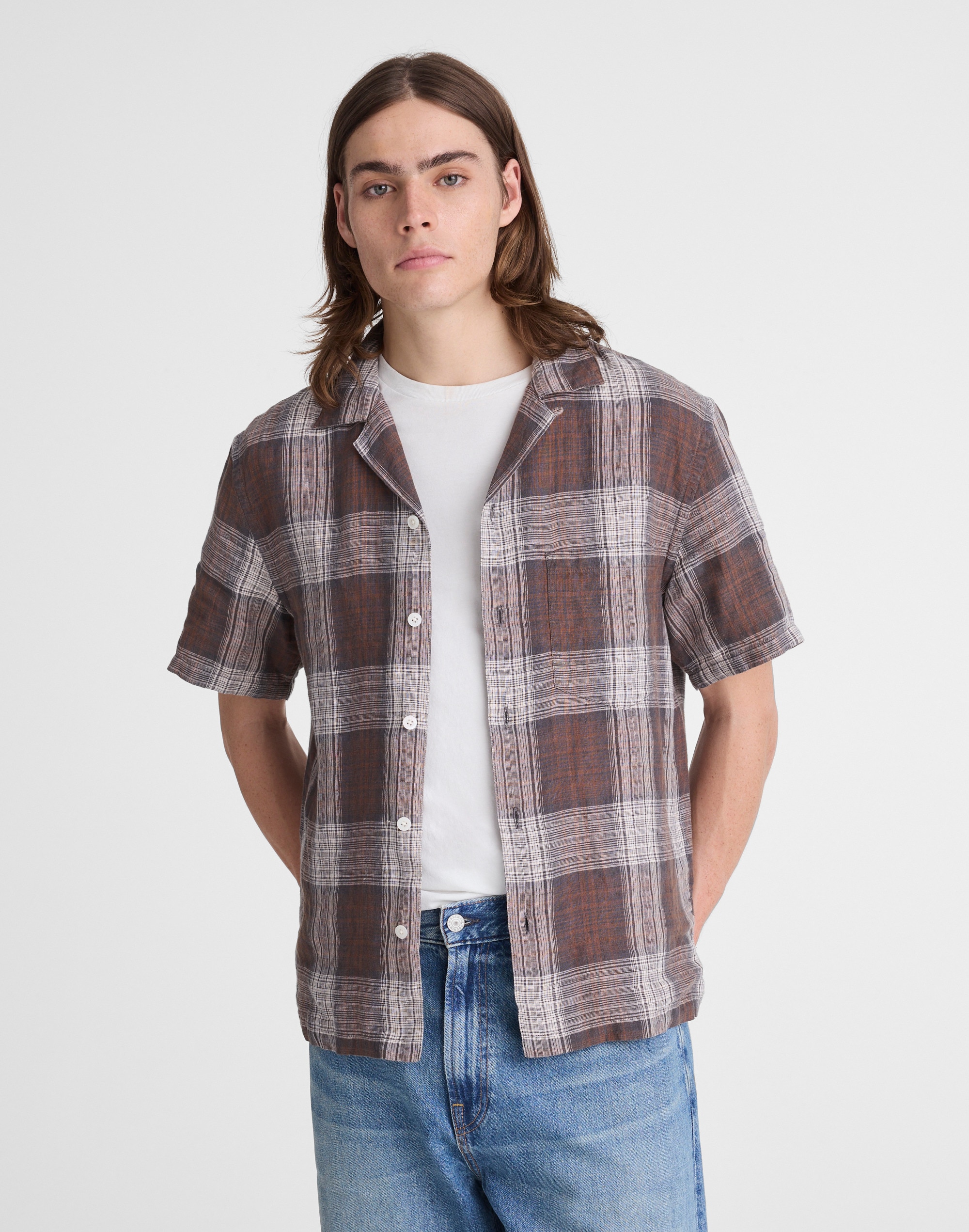 Short-Sleeve Camp Shirt in Linen