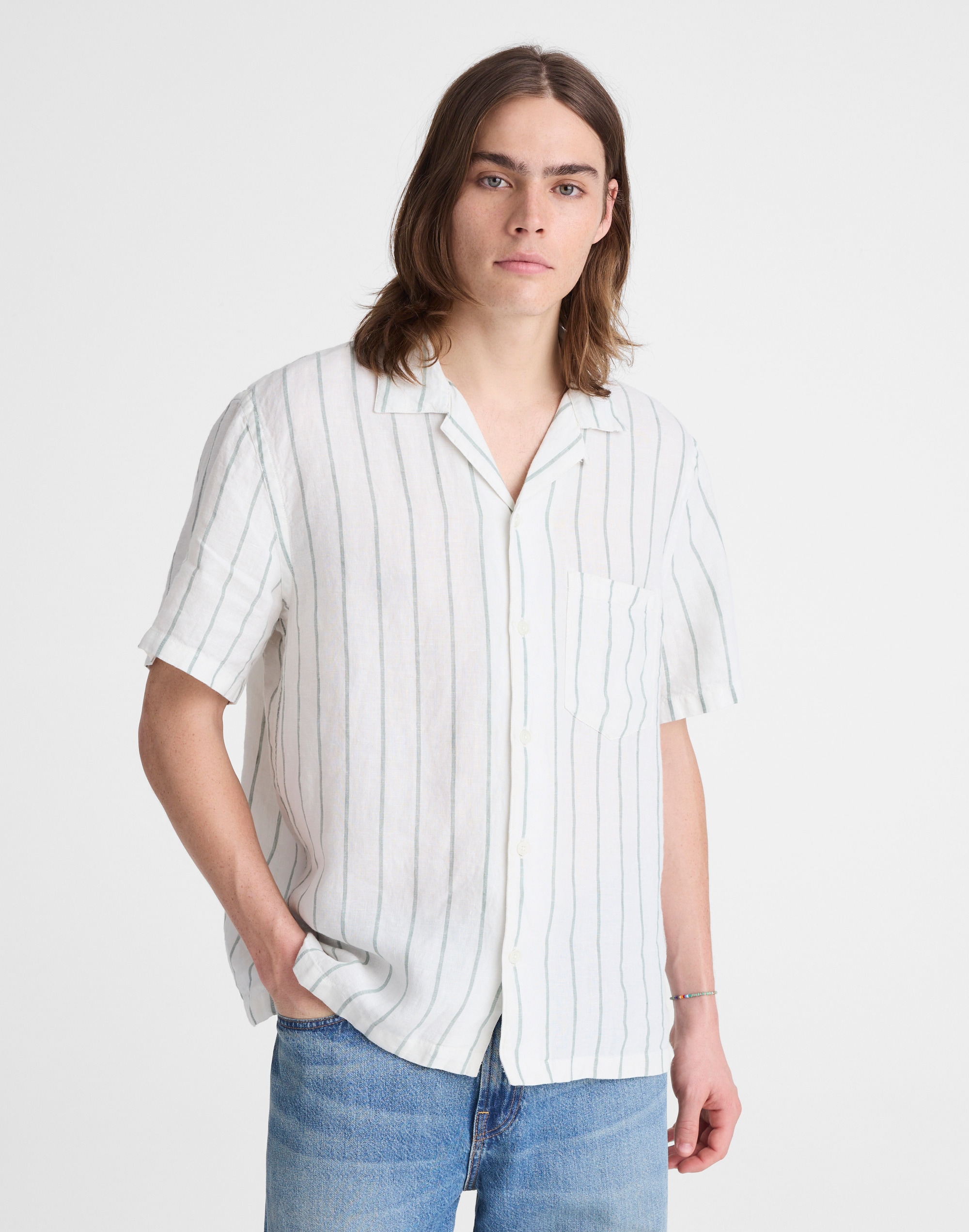 Short-Sleeve Camp Shirt in Linen