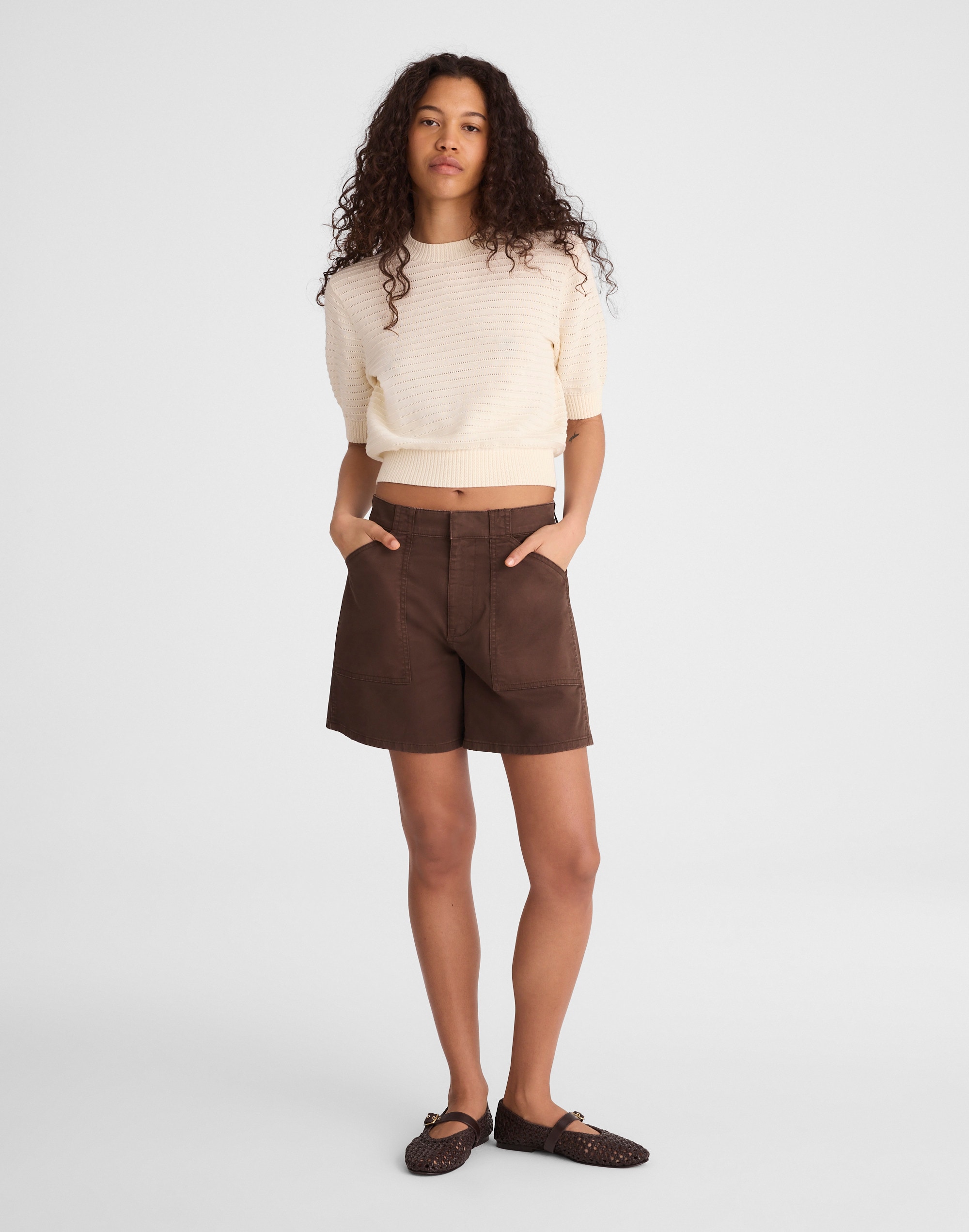 Madewell The Short Essex Utility Short In Brown