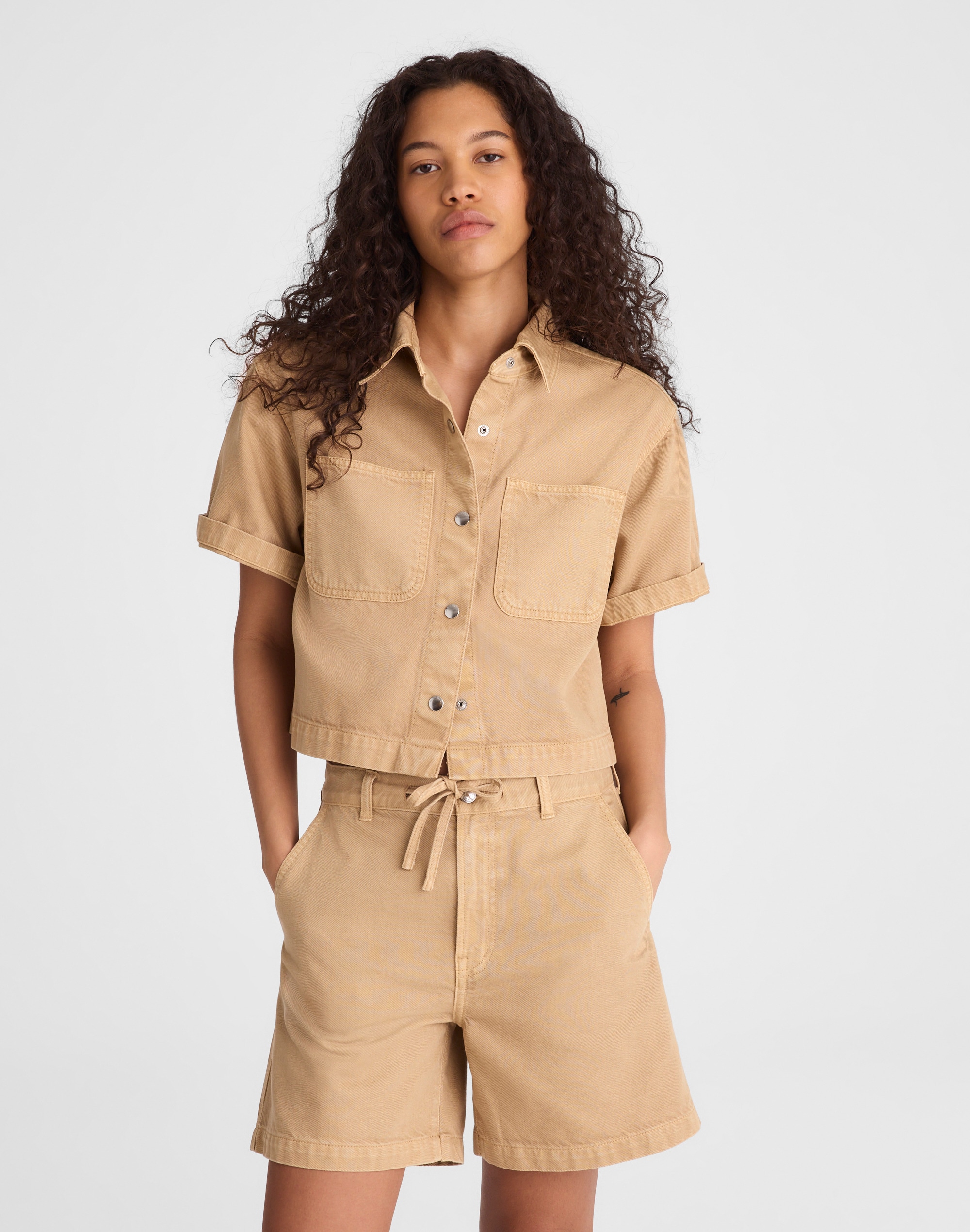 The Drawstring Short in Airy Denim