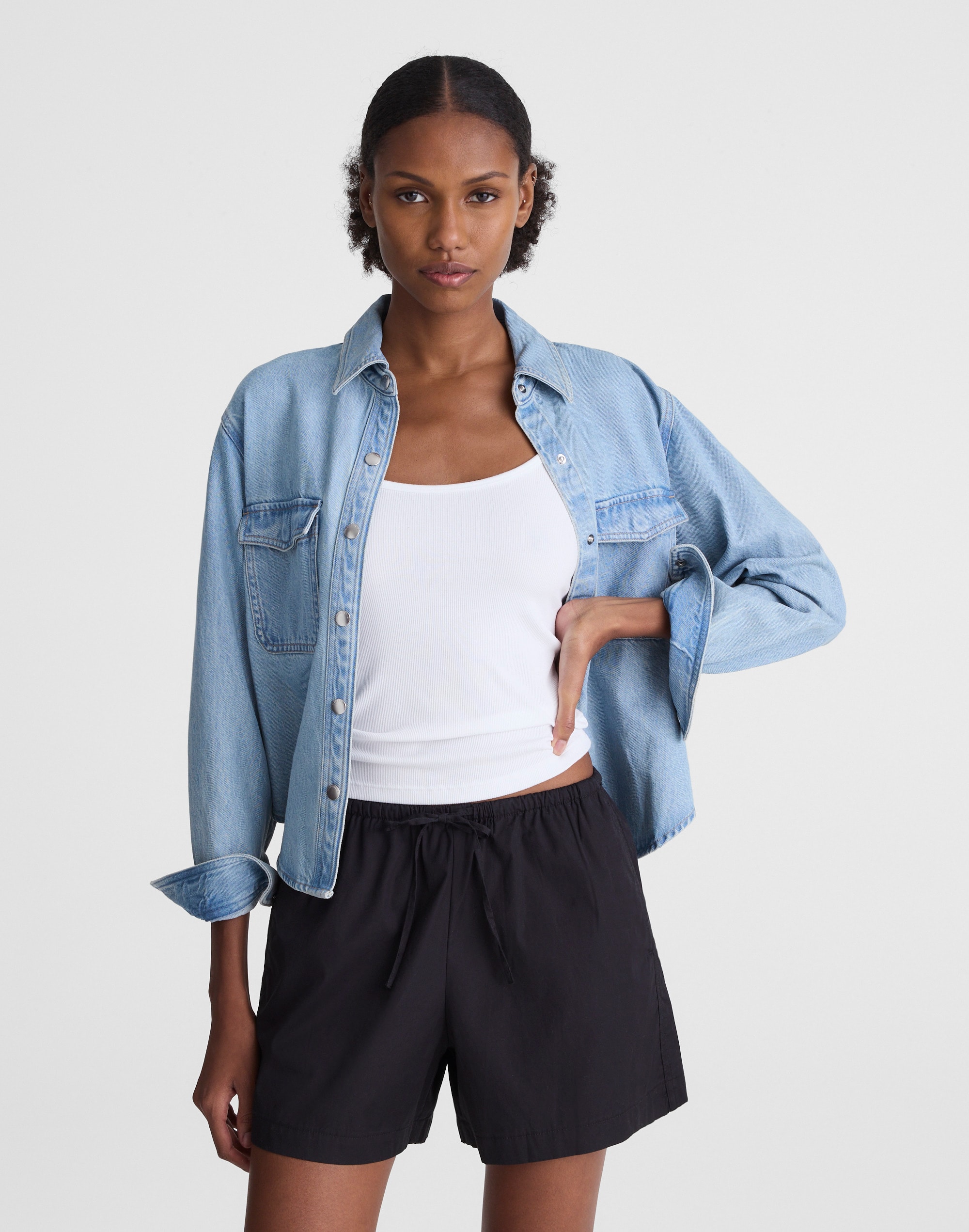Madewell Pull-on Drawstring Boardshorts In Black