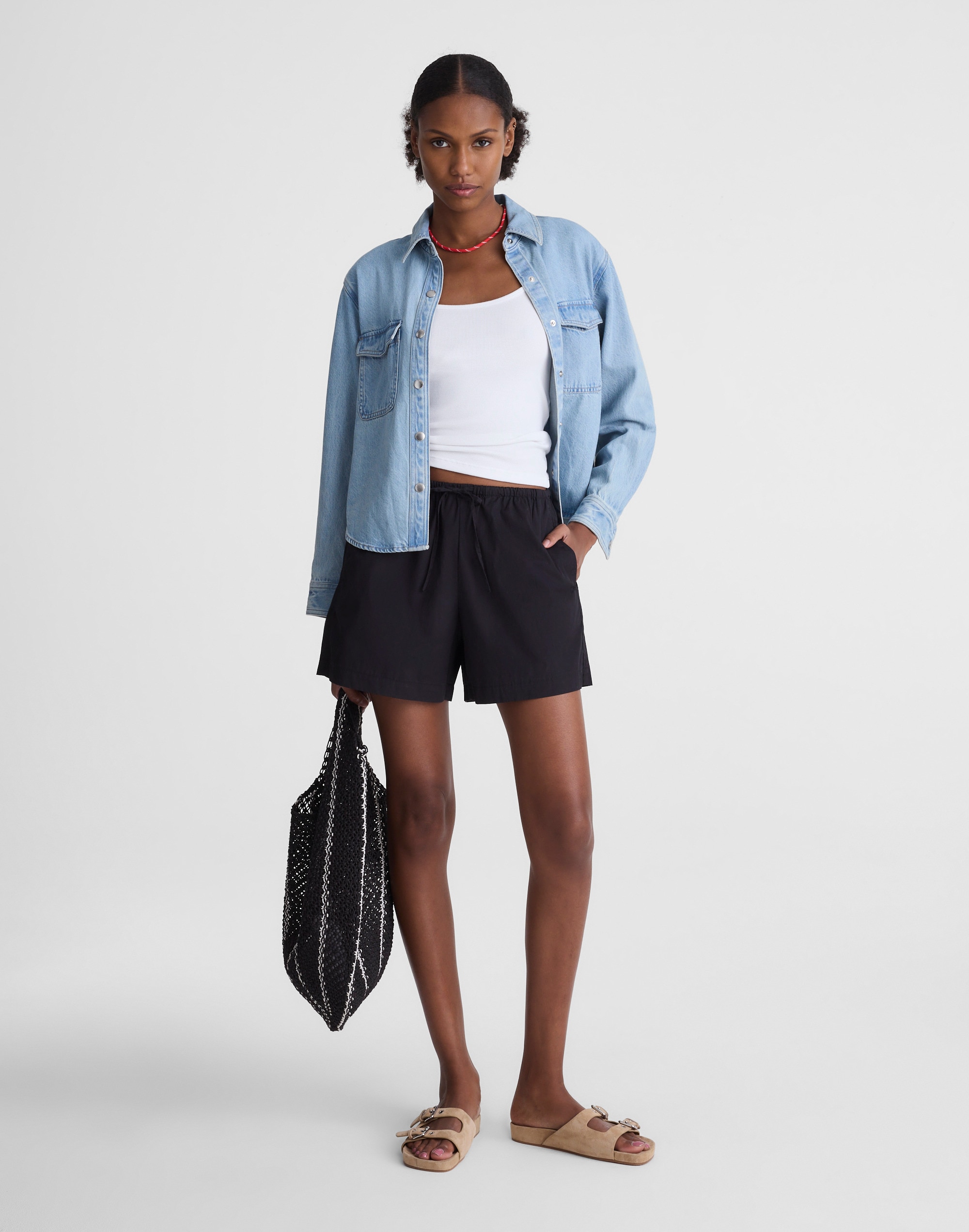 Madewell Pull-on Drawstring Boardshorts In Black