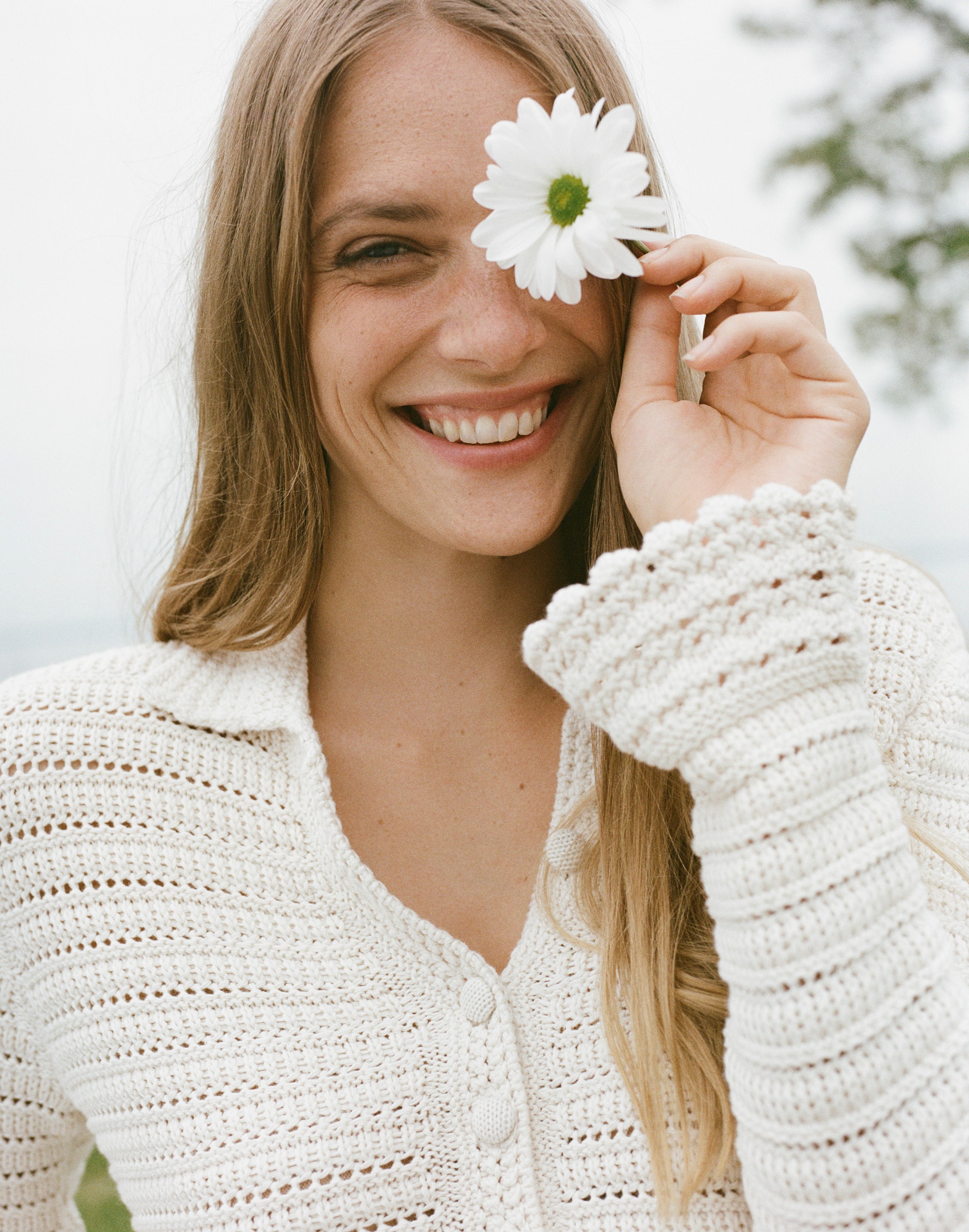 Pointelle-Knit Peplum Cardigan