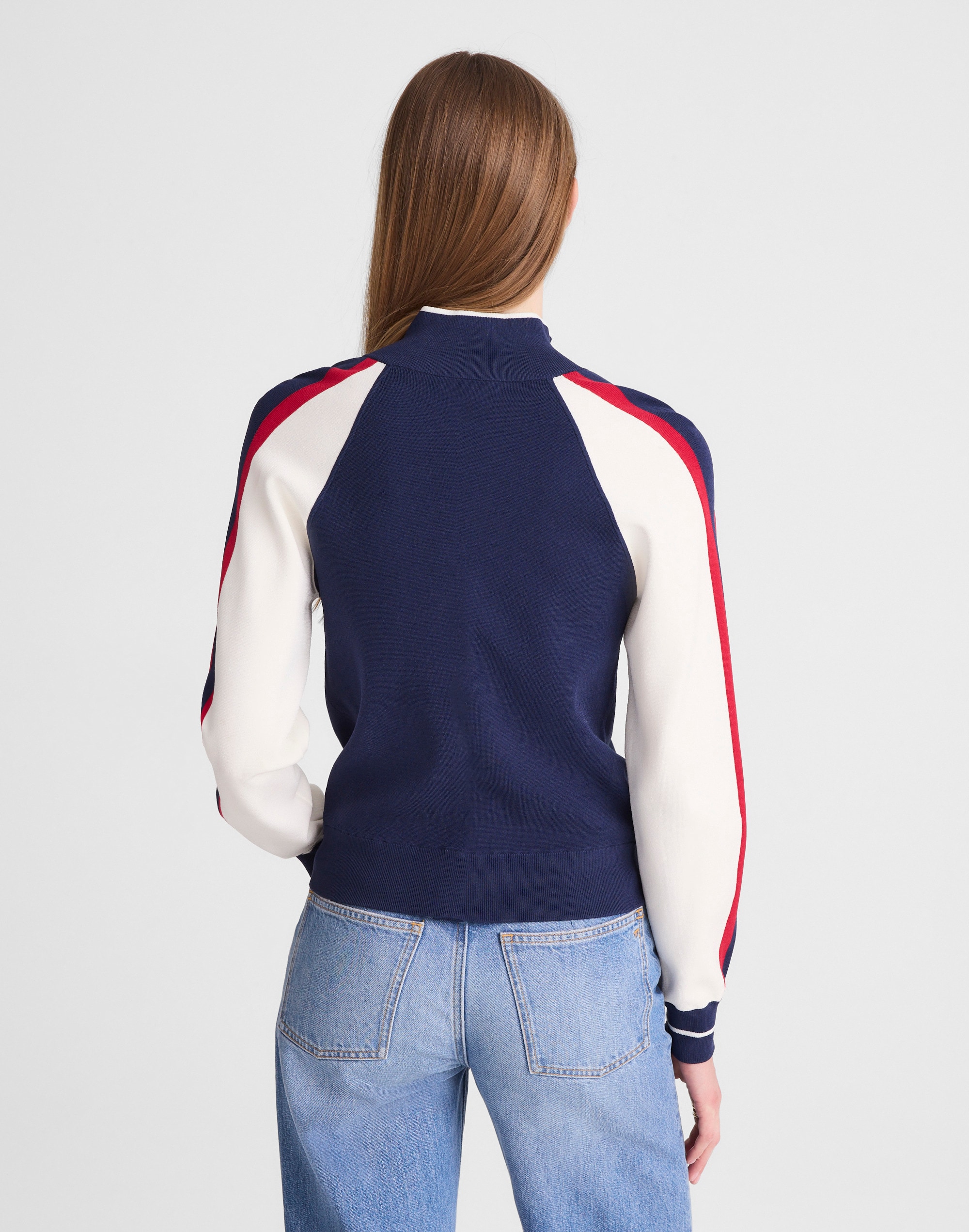 Colorblocked Quarter-Zip Raglan Sweater