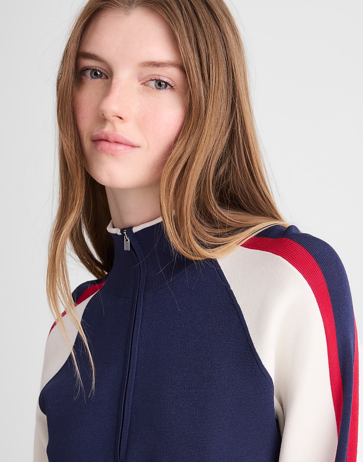 Colorblocked Quarter-Zip Raglan Sweater