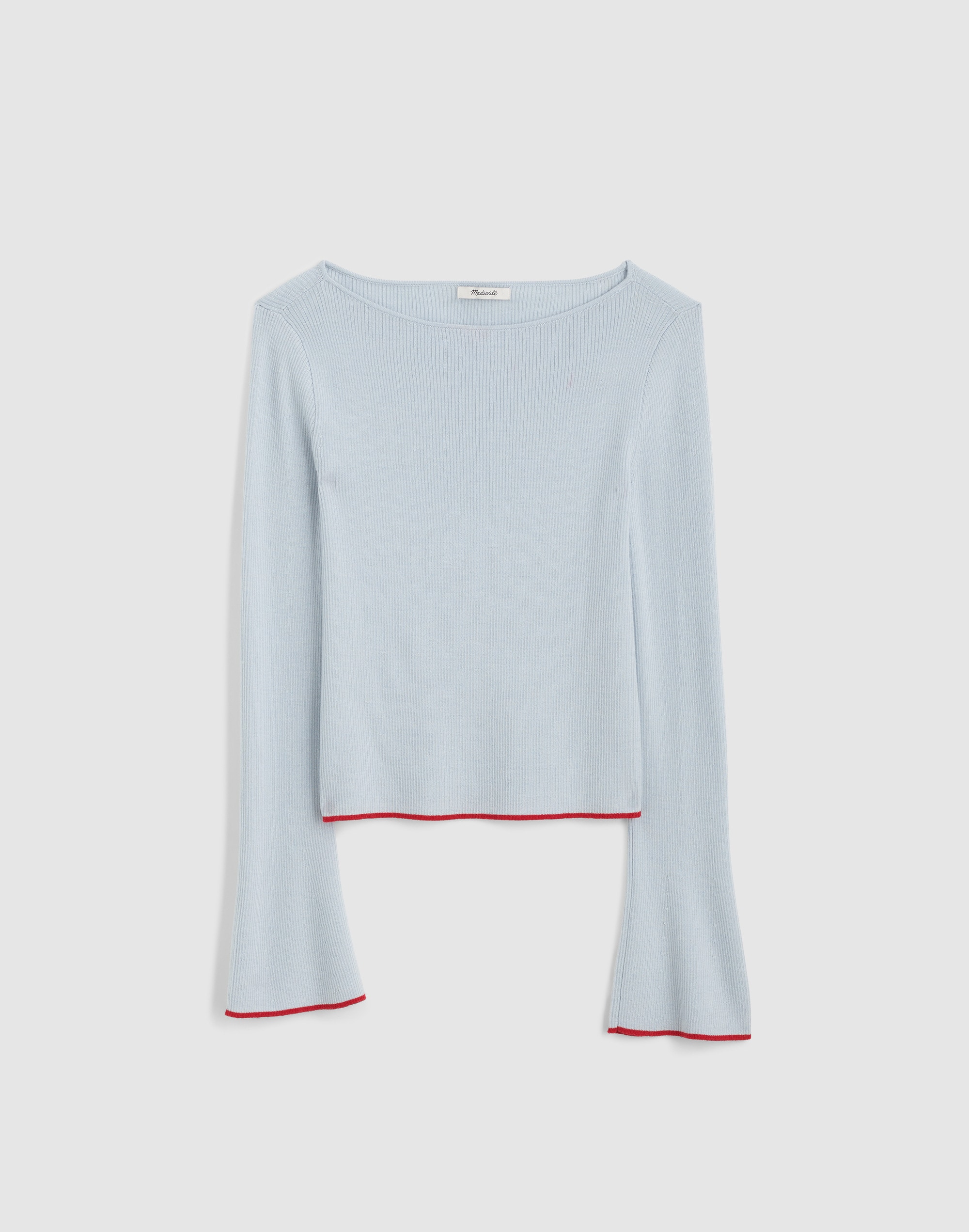 Flared-Sleeve Boatneck Sweater in Merino Wool-Silk Blend