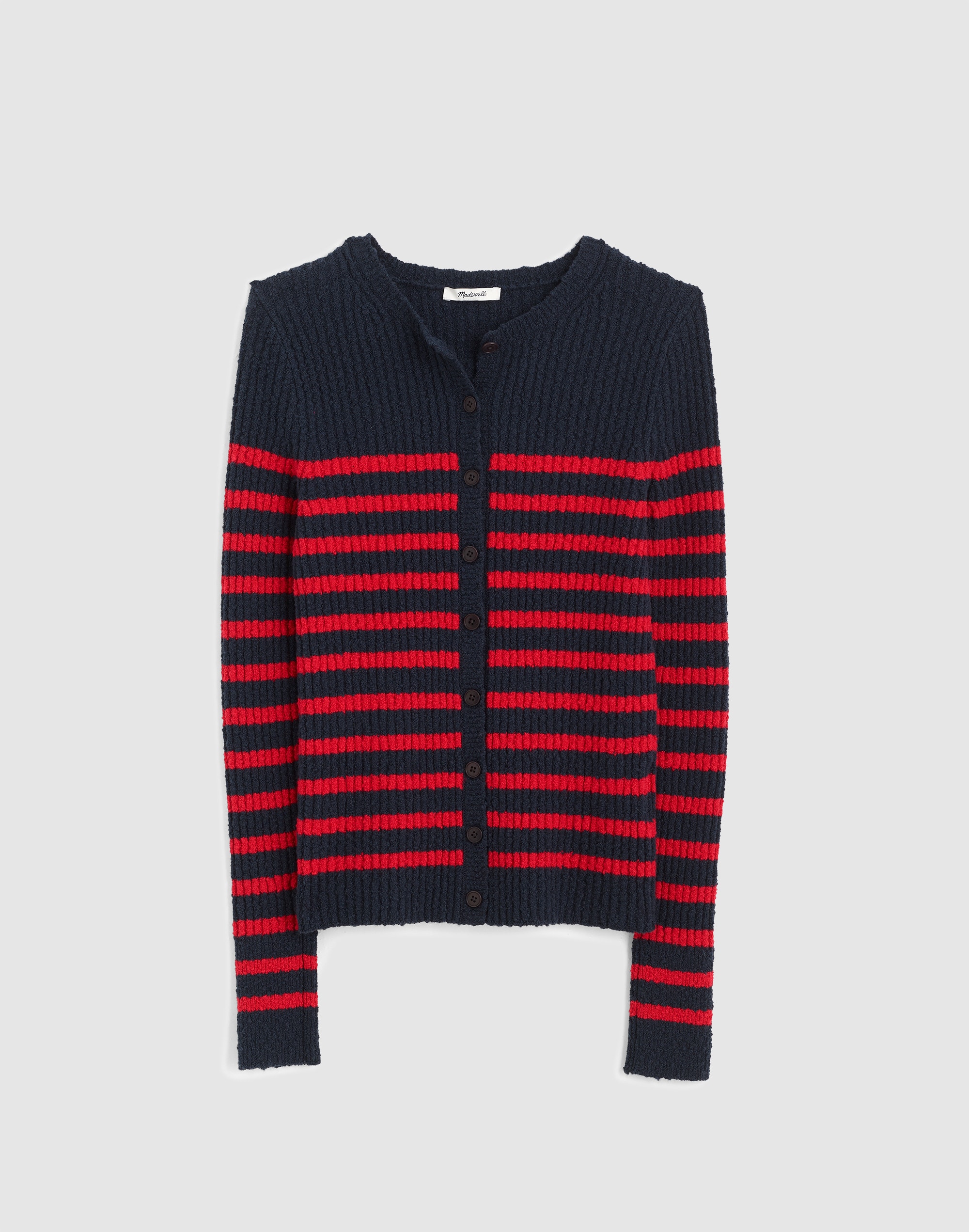 Striped Boucl&eacute;-Knit Cardigan