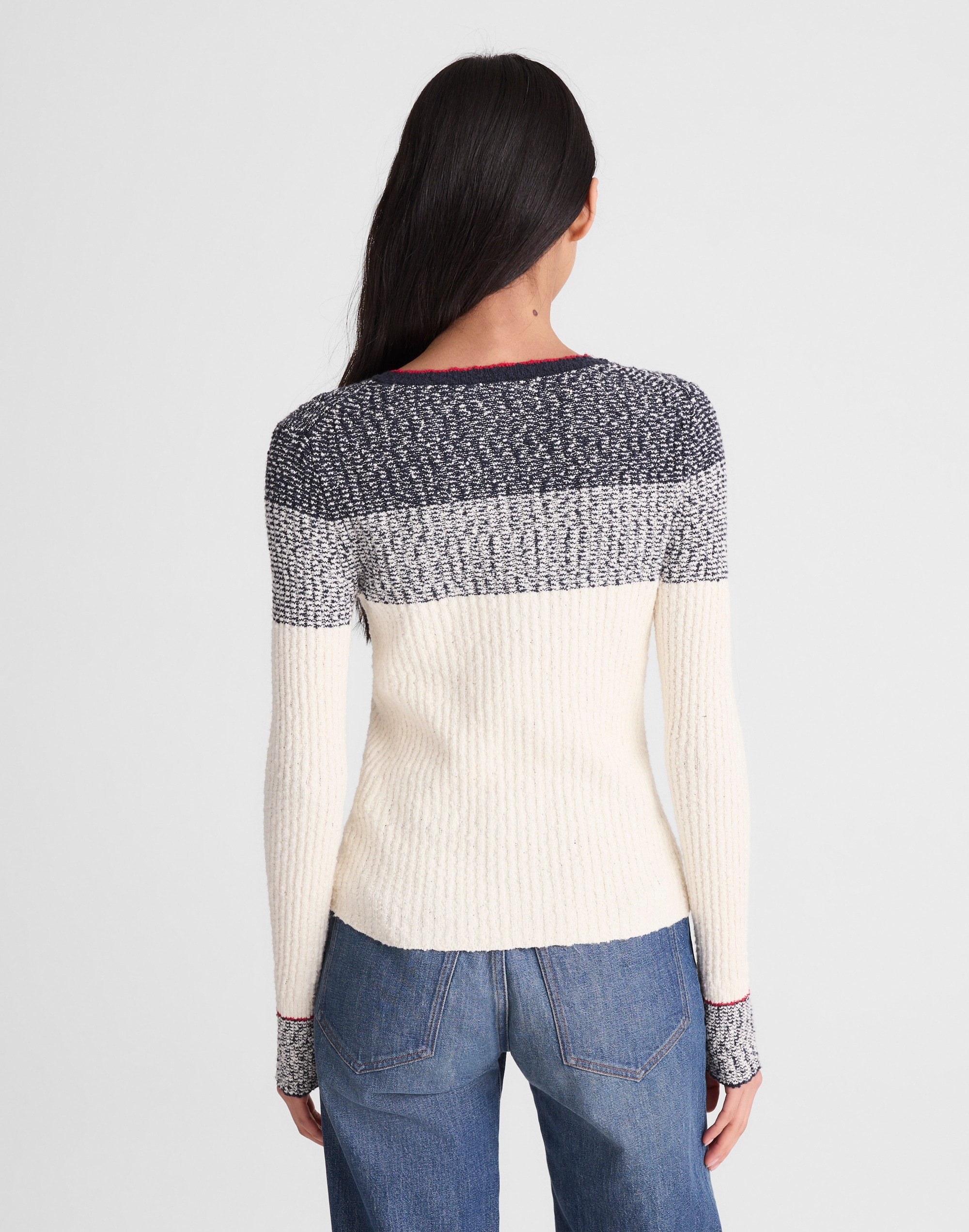 Striped Boucl&eacute;-Knit Cardigan