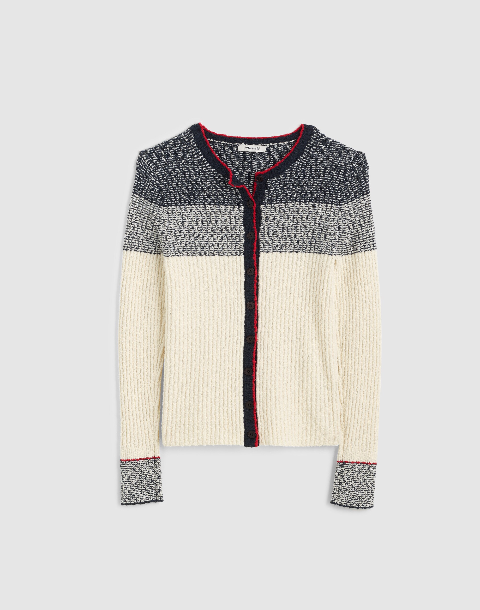 Striped Boucl&eacute;-Knit Cardigan