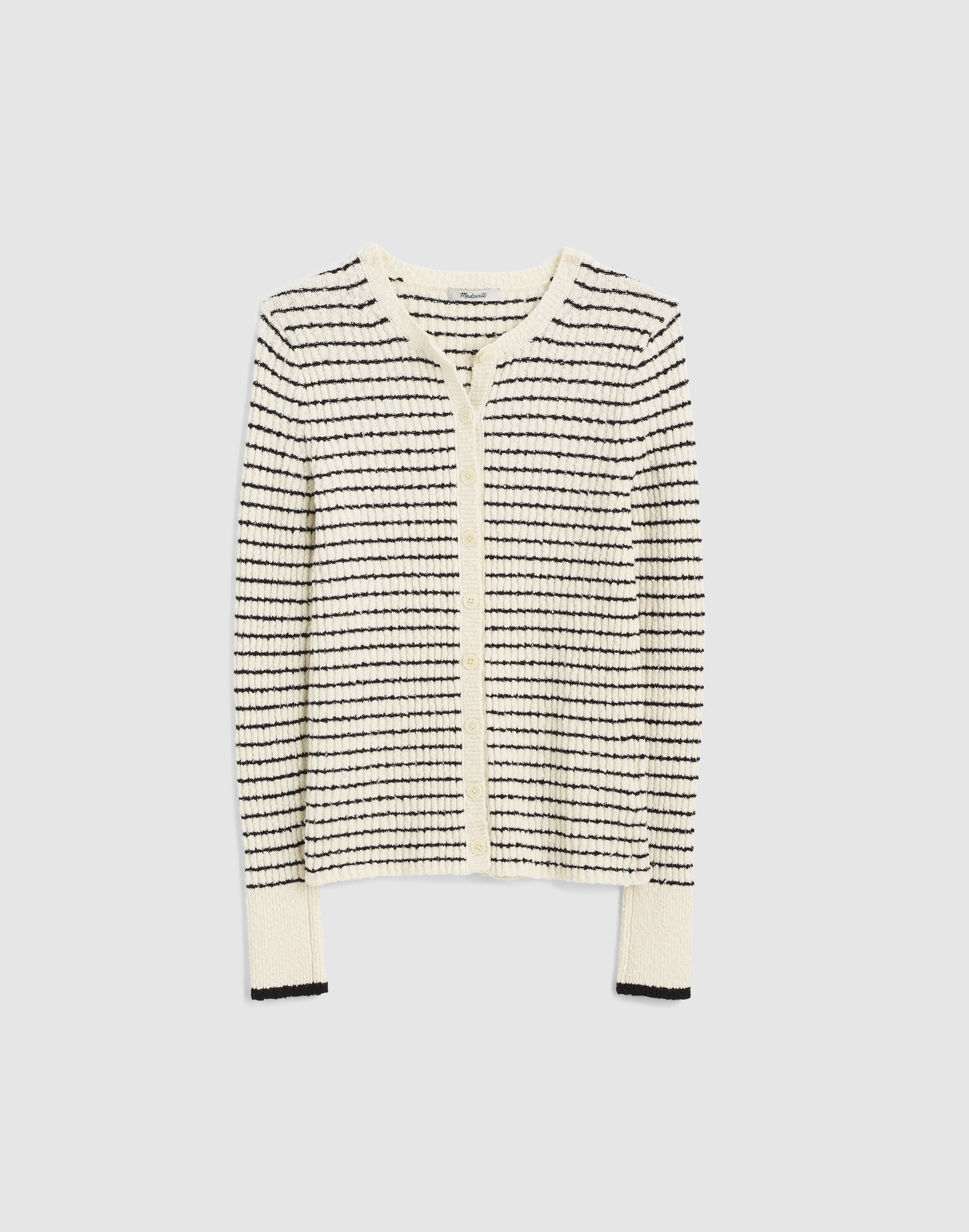 Striped Boucl&eacute;-Knit Cardigan