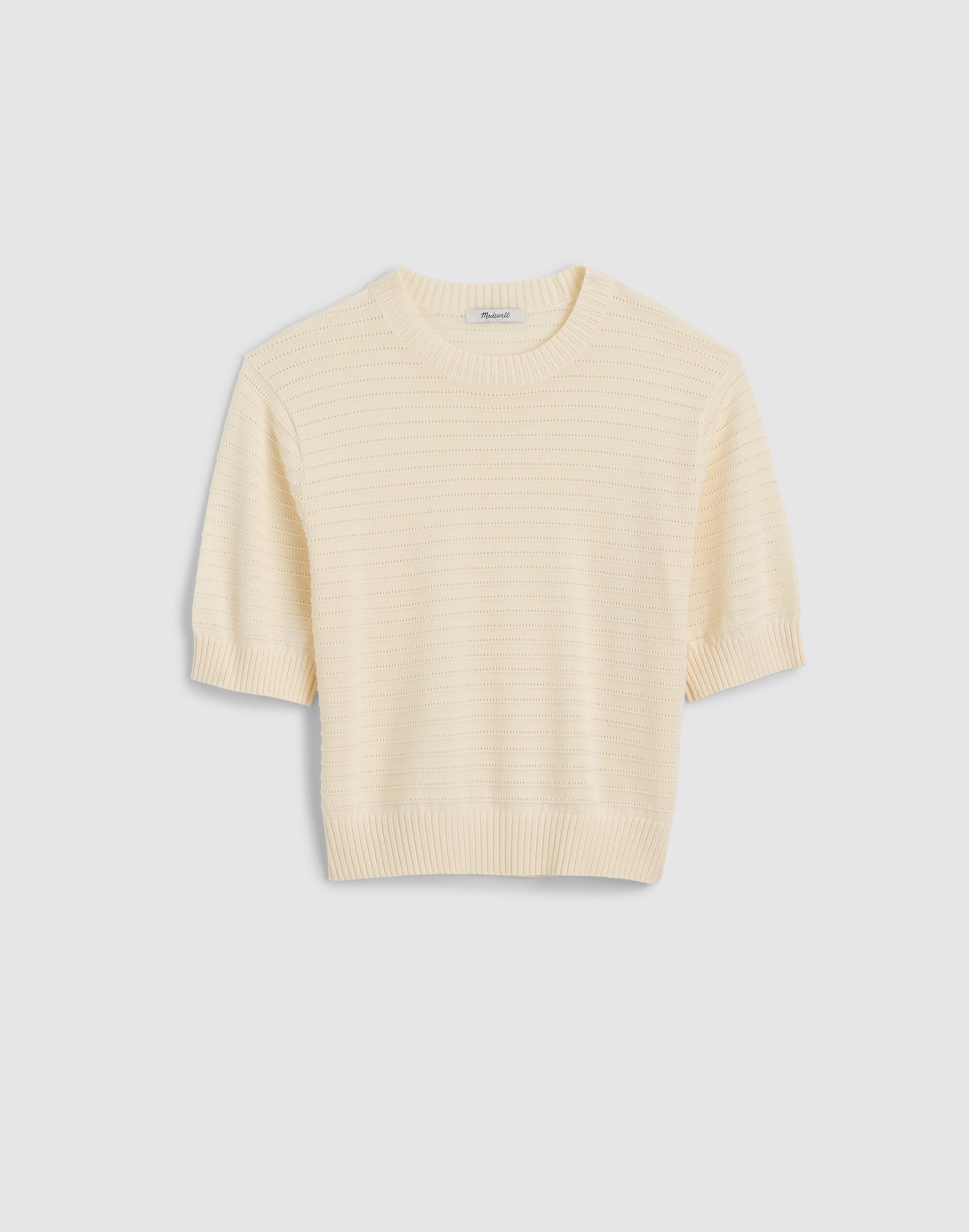 Textural-Stitch Crewneck Sweater in 100% Cotton