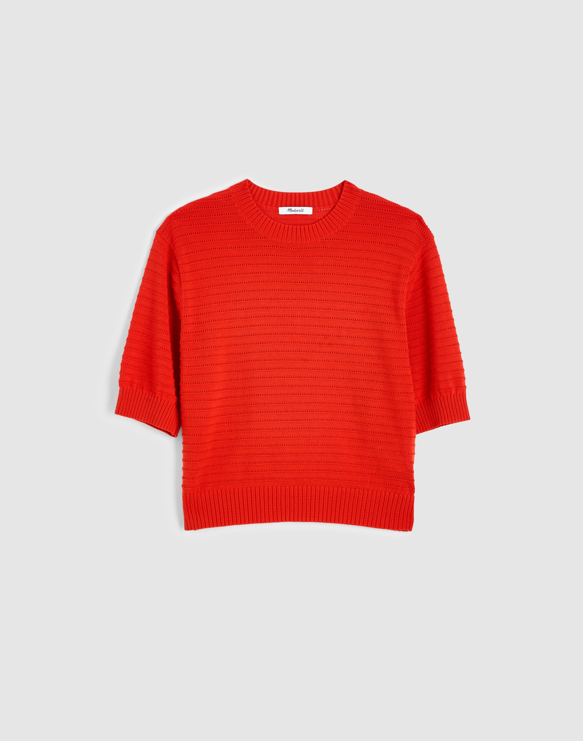 Textural-Stitch Crewneck Sweater in 100% Cotton