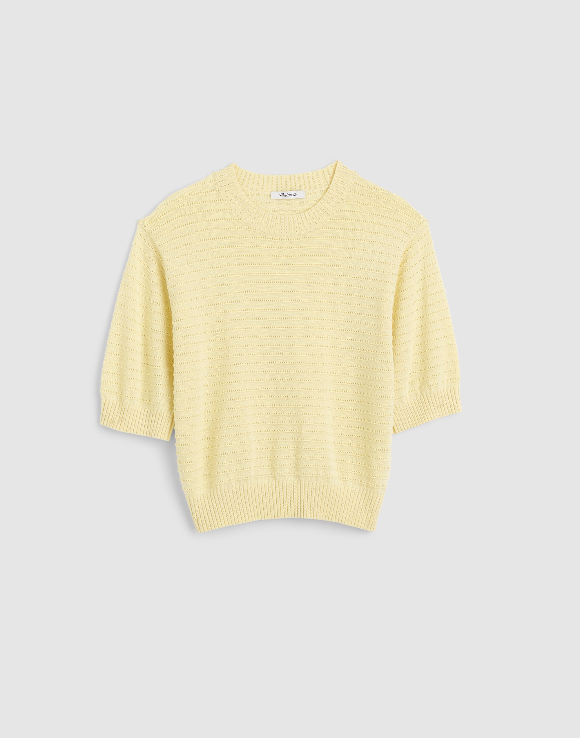 Textural-Stitch Crewneck Sweater in 100% Cotton