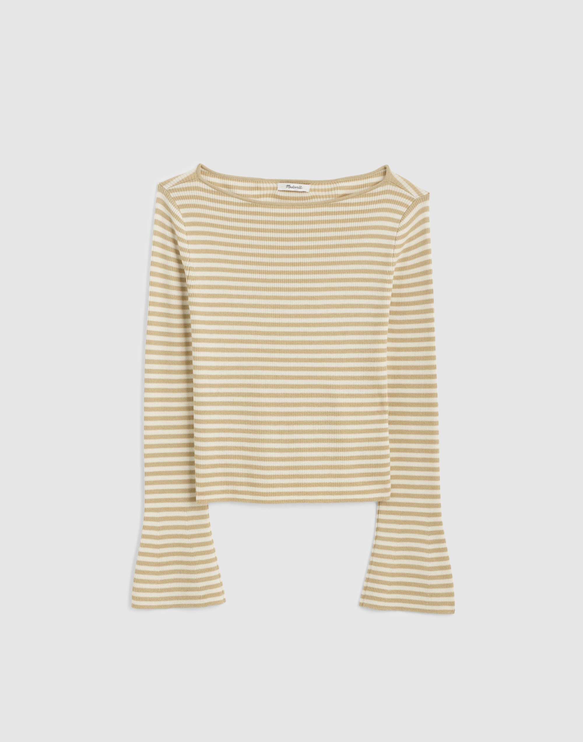 Flared-Sleeve Boatneck Sweater in Merino Wool-Silk Blend