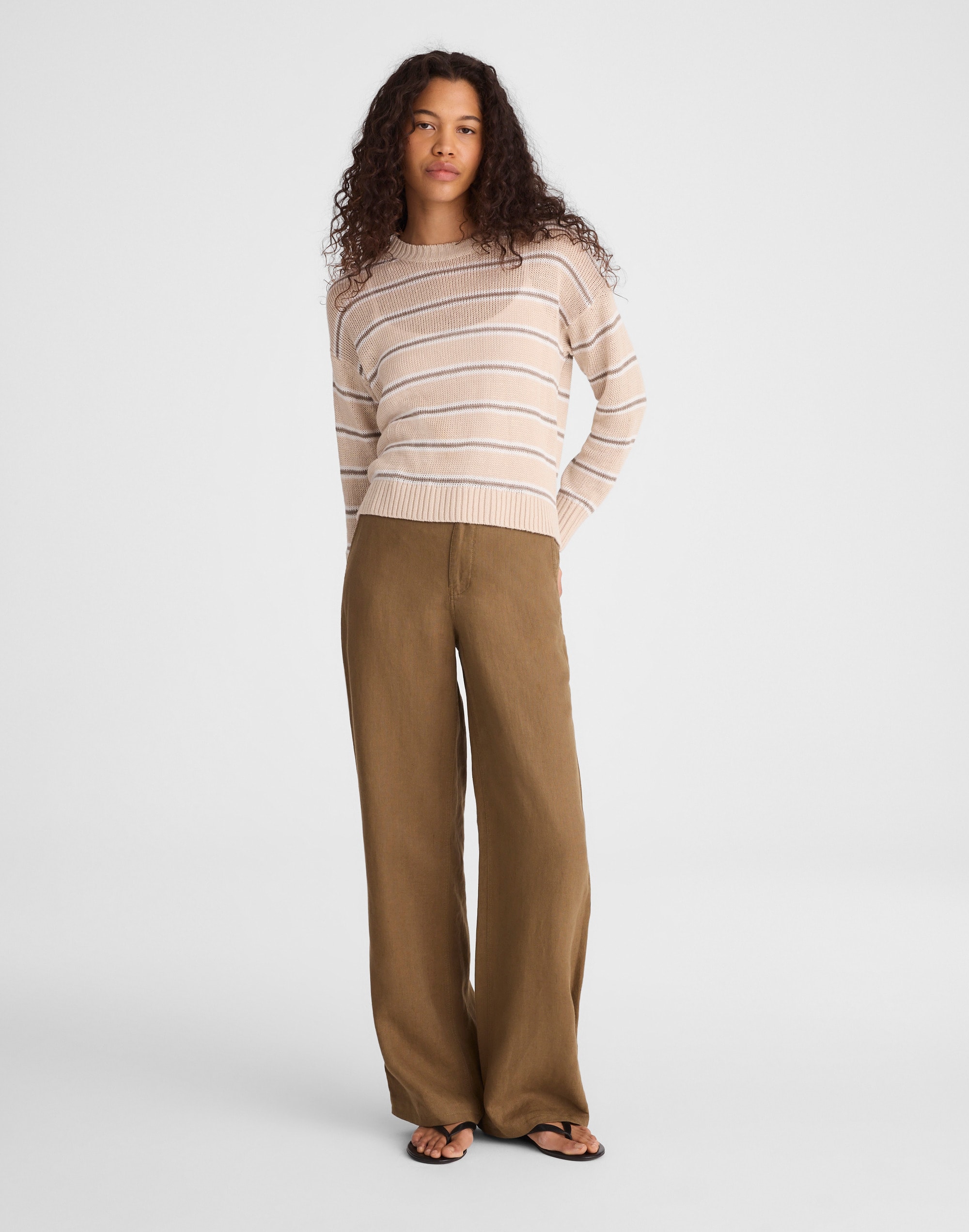 Linen Drop-Shoulder Sweater