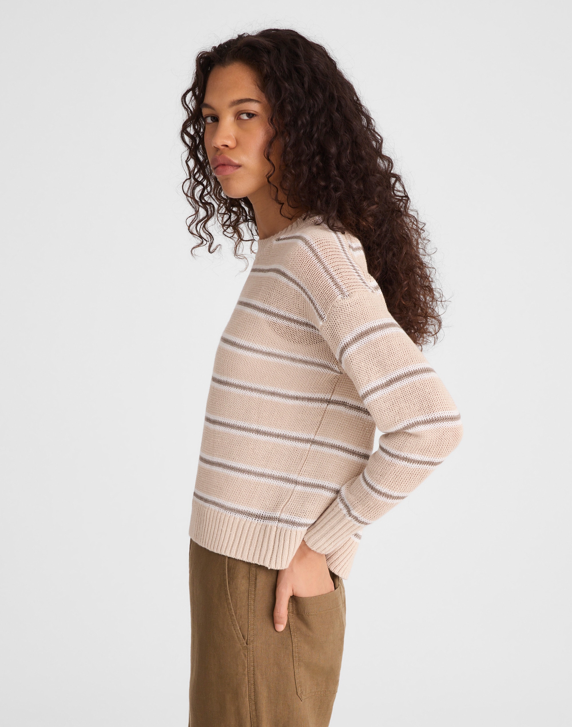 Linen Drop-Shoulder Sweater