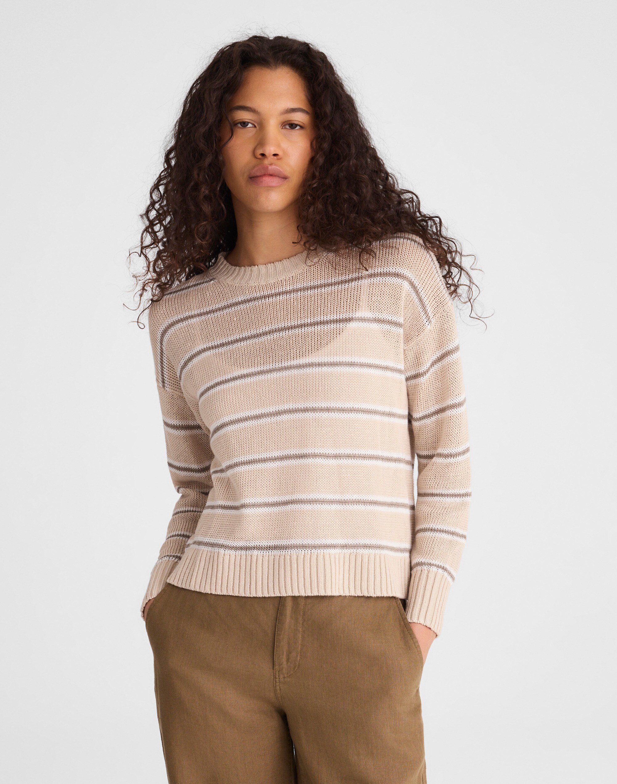Linen Drop-Shoulder Sweater