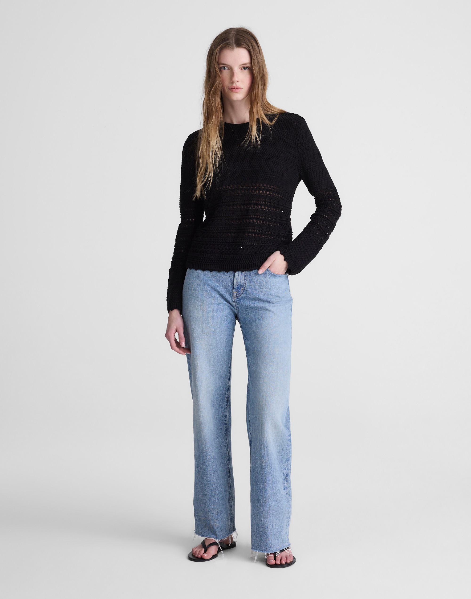 Open-Stitch Sweater in 100% Cotton