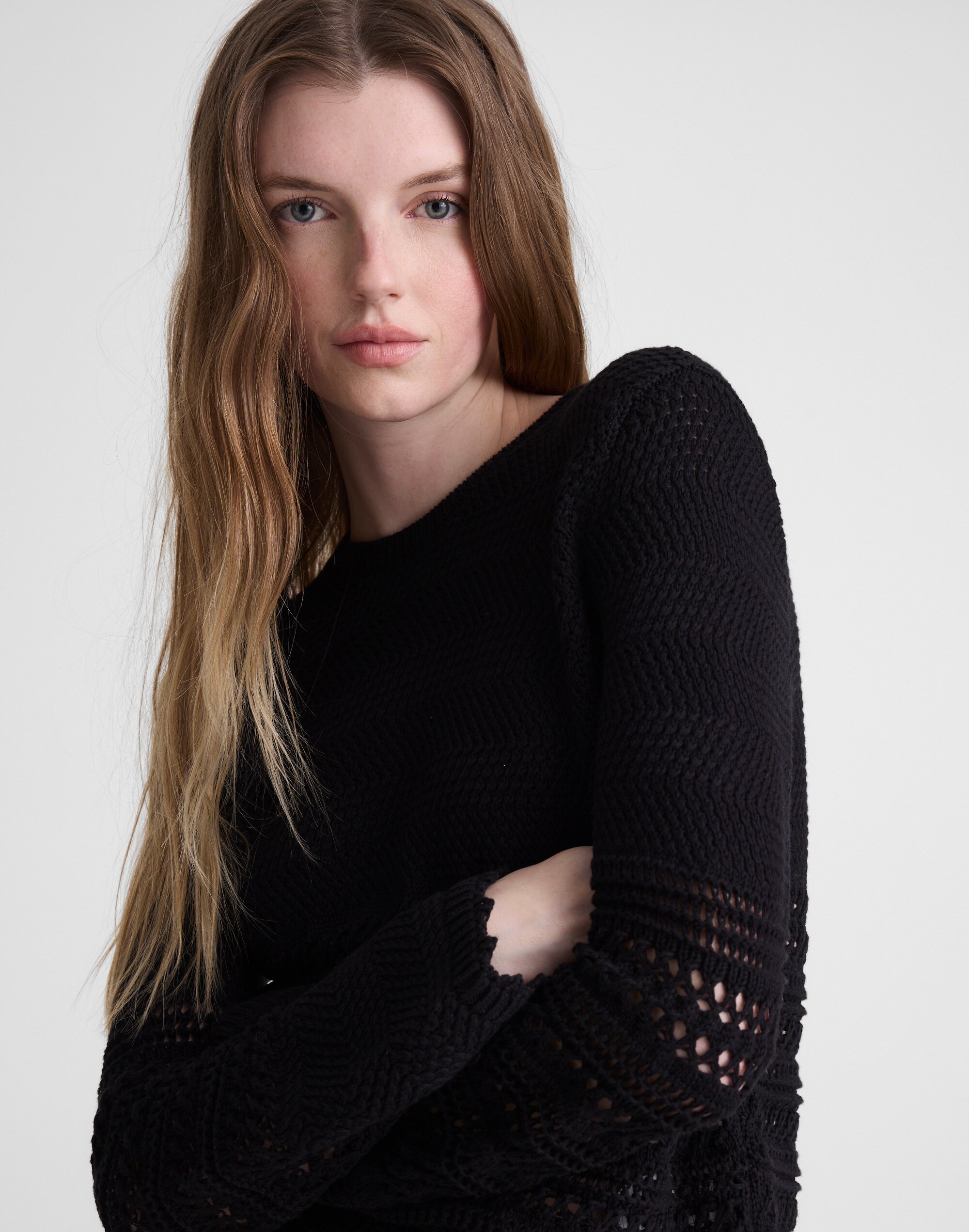 Open-Stitch Sweater in 100% Cotton