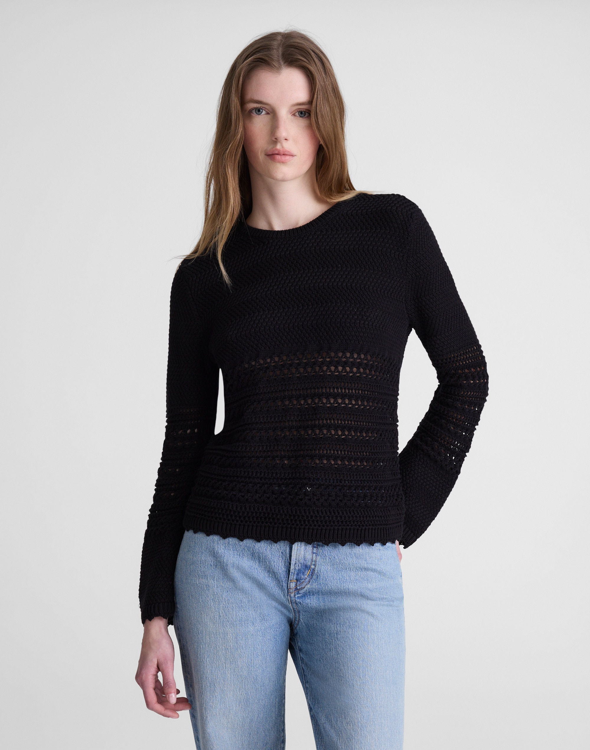 Madewell Open-stitch Sweater In Black